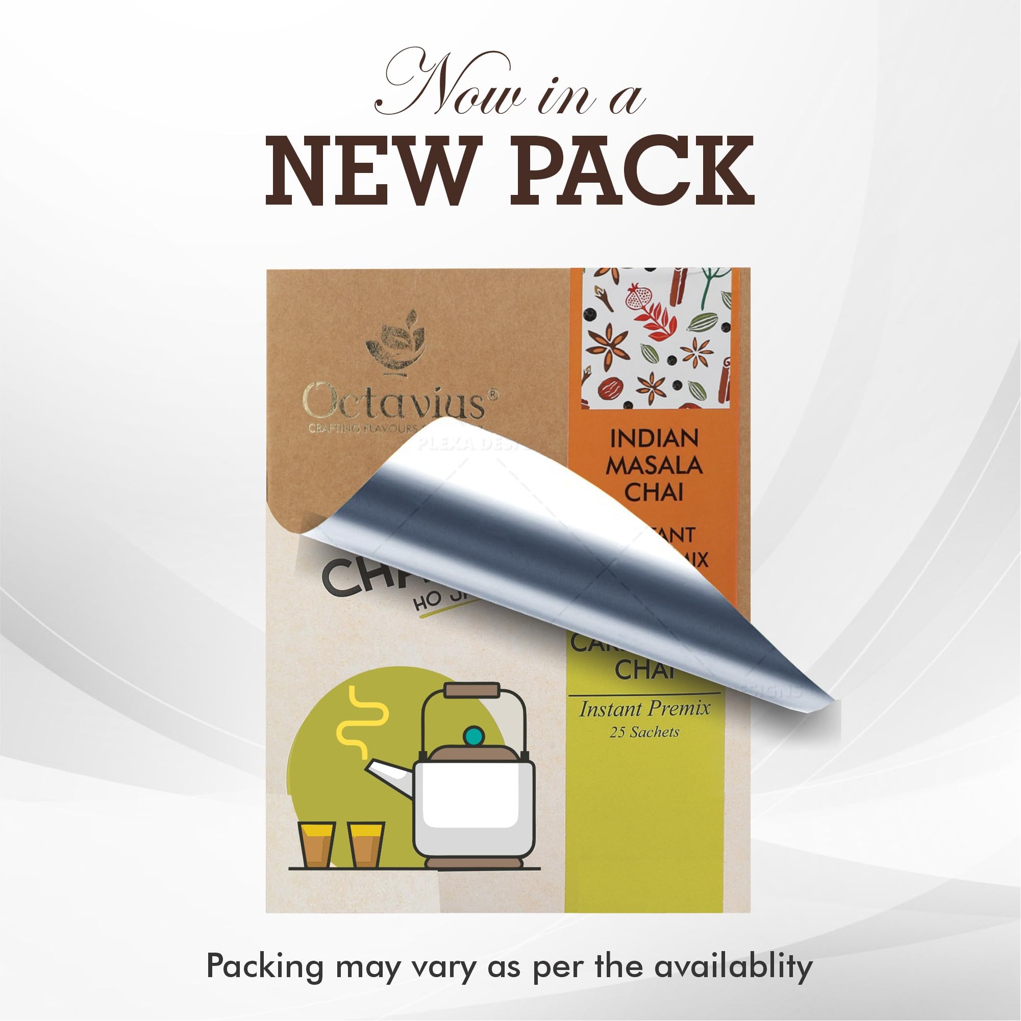 Octavius Indian Masala & Cardamom Ready Tea Economy Pack (2 in 1) - 50 Sachets - Image 2 thumbnail