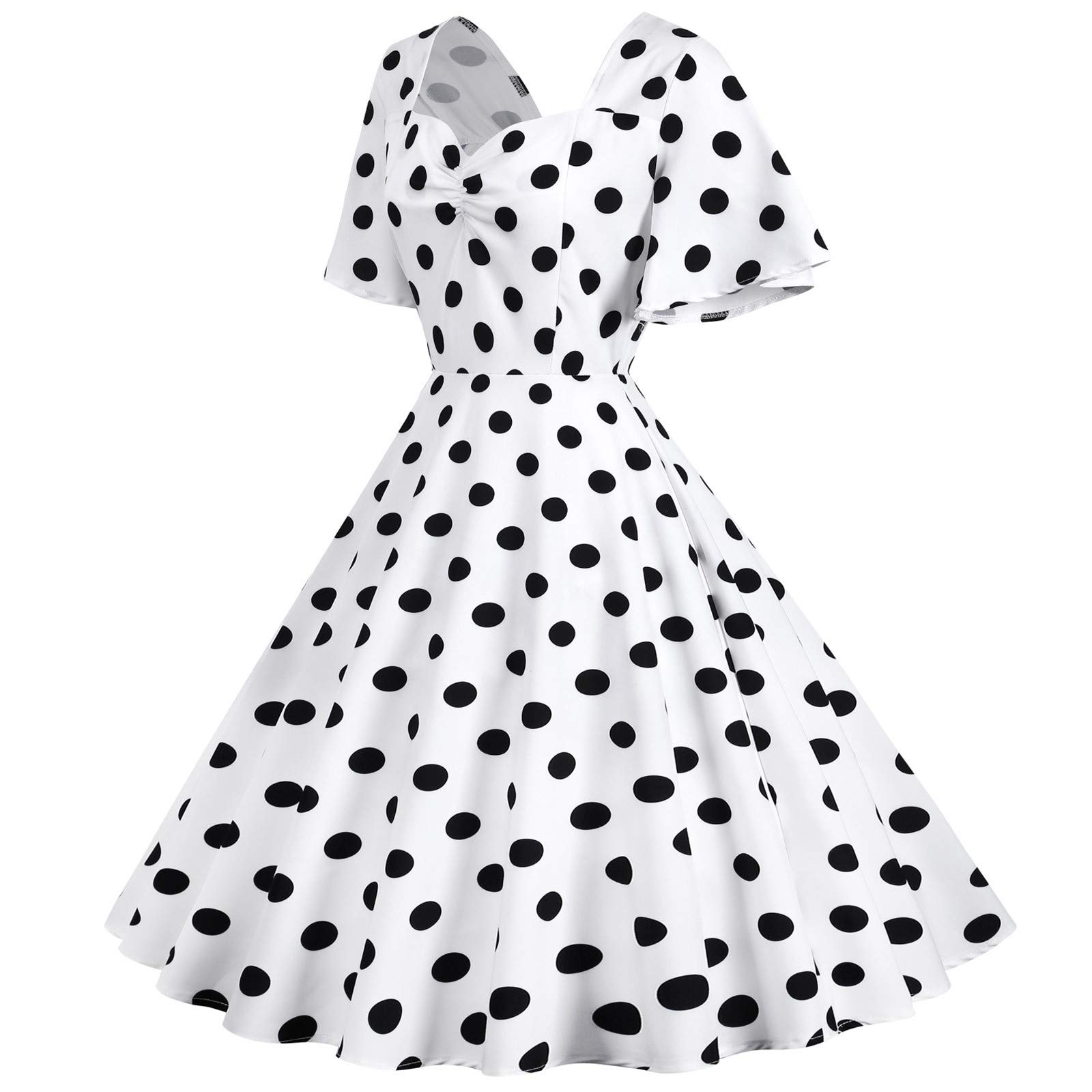 Robe Vintage Années 50 - Style Rockabilly Pin-up - Imprimé Pois - Sans Manches - Pour Soirée Ou Mariage - 2