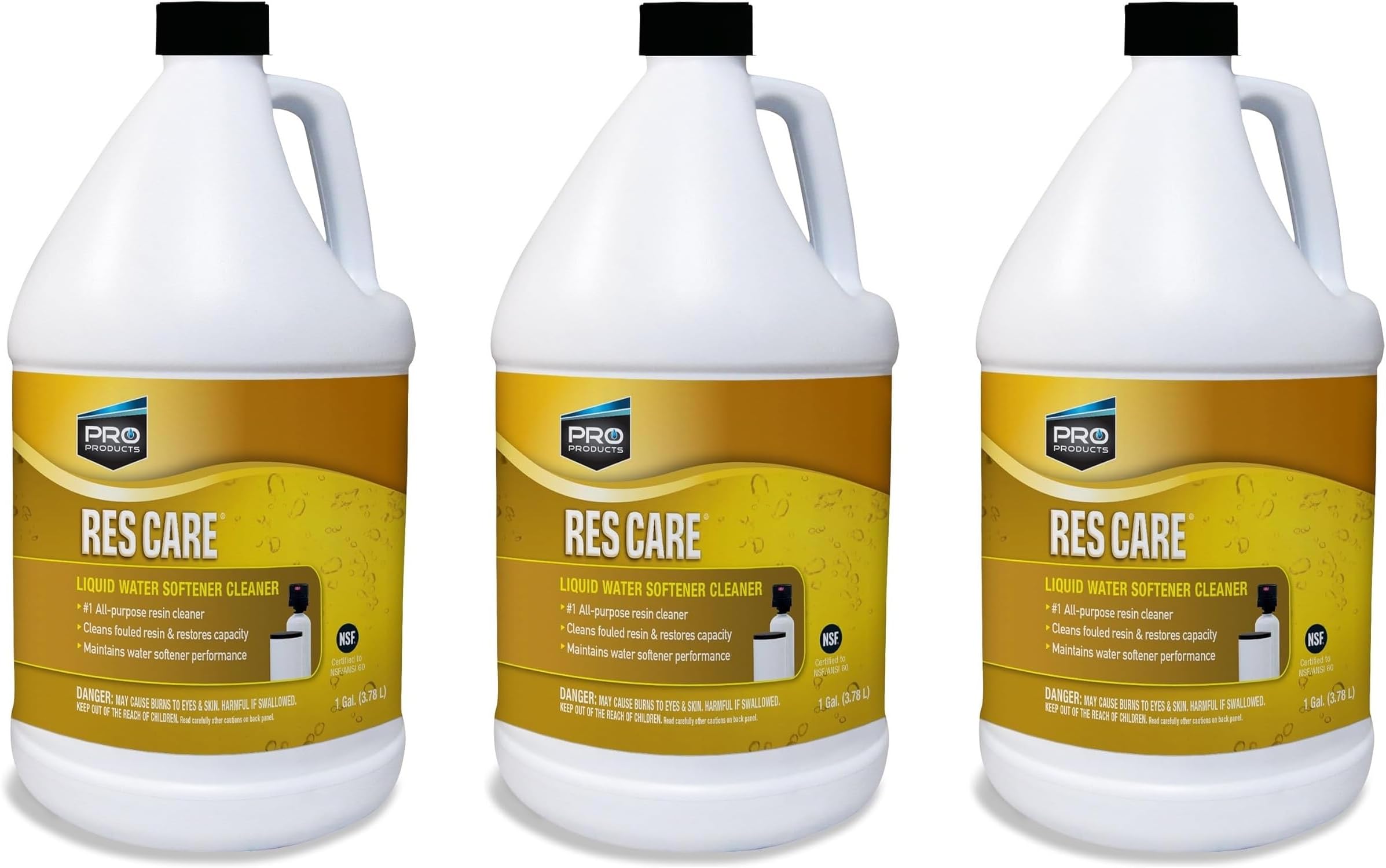 Pro Products ResCare RK02B All-Purpose Water Softener Cleaner Liquid Refill, 1 Gallon, Pack of 3