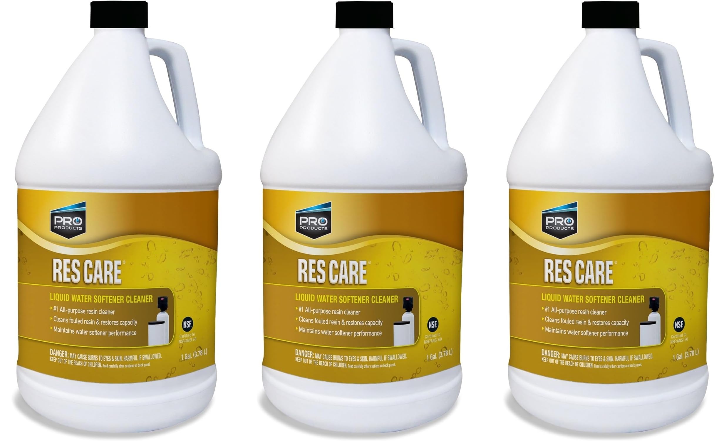 Pro Products ResCare RK02B All-Purpose Water Softener Cleaner Liquid Refill, 1 Gallon, Pack of 3