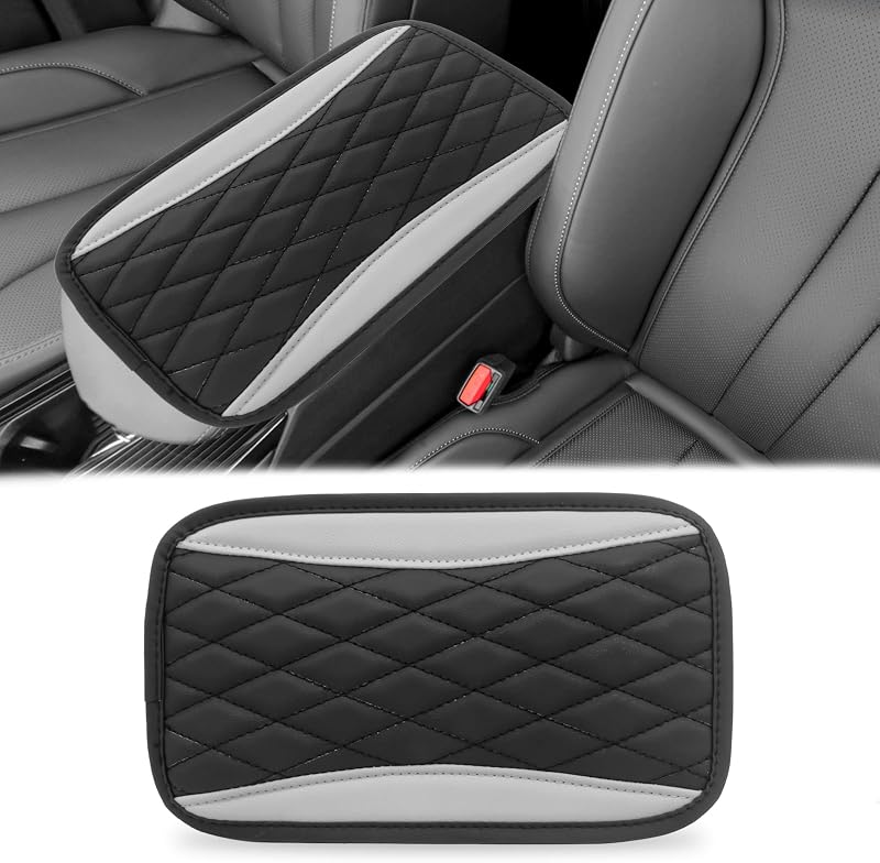 Capa para Apoio de Braço do Console Central Vrasly em Couro PU Cinza – 19,05 x 32 cm
