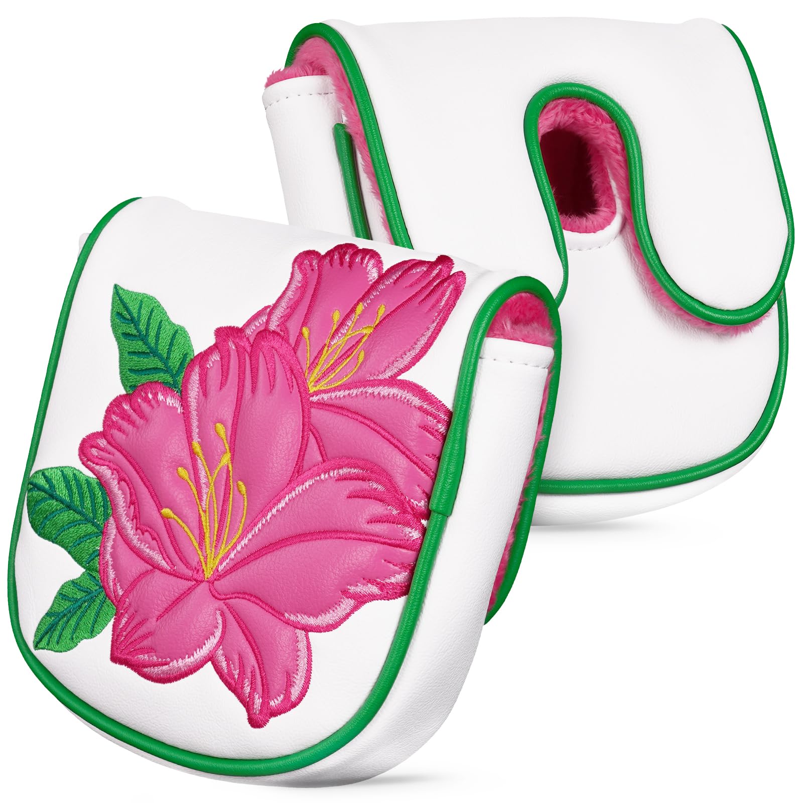 LZFAN Golf DF3 Mallet Putter Cover Golf Club Head Cover Golf Head Cover Driver Flower Embroidery