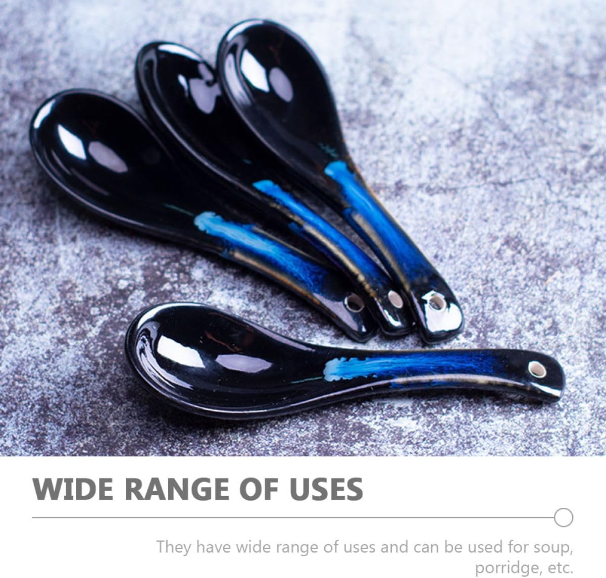 3pcs Ceramic Soup Spoons Ergonomic Handle for Porridge image 5