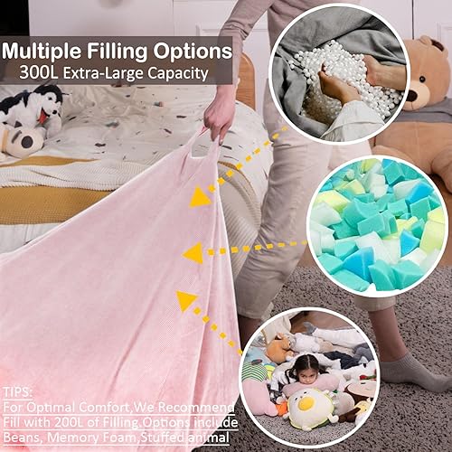 Miniatura 157 de Nobildonna - Funda para silla de puf (relleno sin relleno) de nido de pájaro para niños y adultos. Puf extra grande para almacenamiento de animales