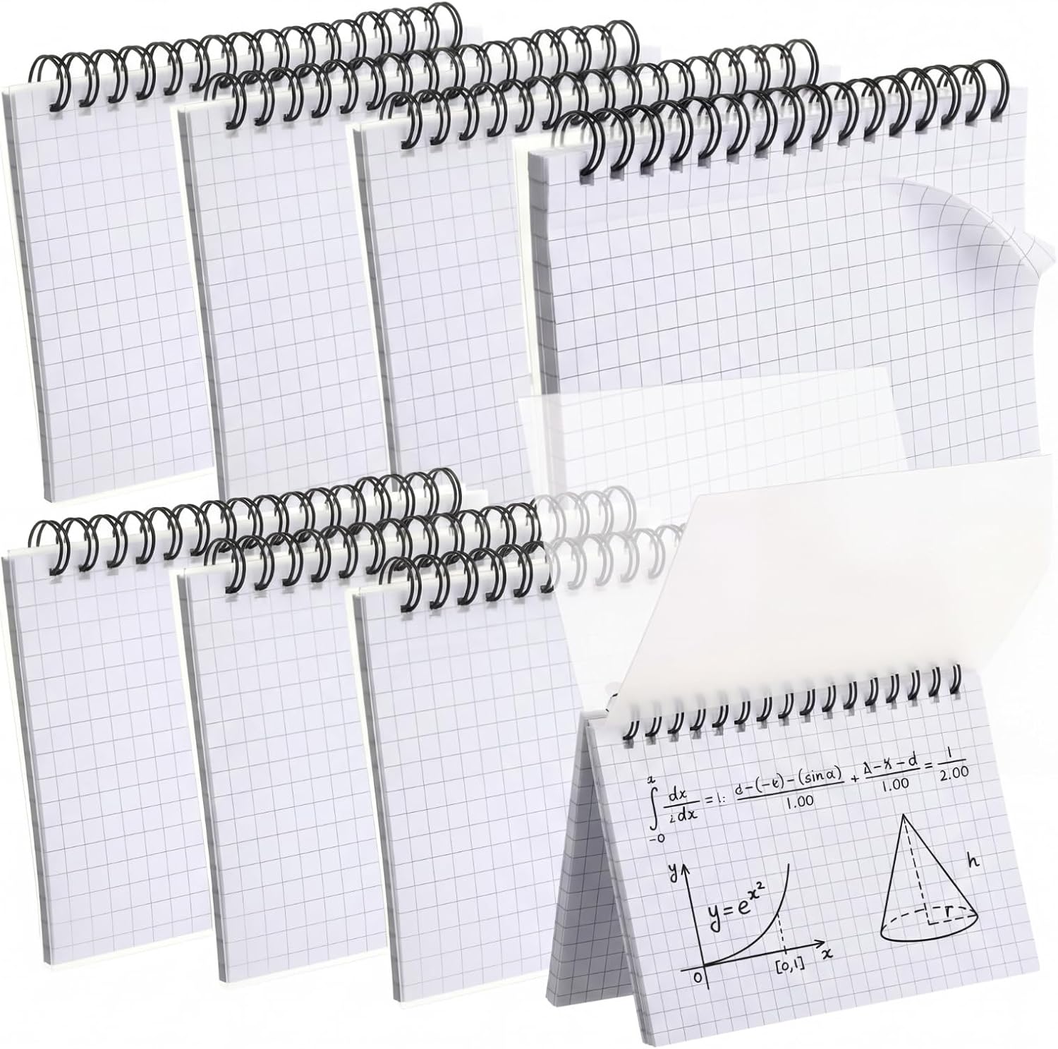 Yahenda 400 Pcs Spiral Index Cards 4x6 Inches Flash Cards with Rings Grid-lined Notecards Index Note Books with Waterproof Cover for Studying Back to School Office Supplies Taking to Do List(White)