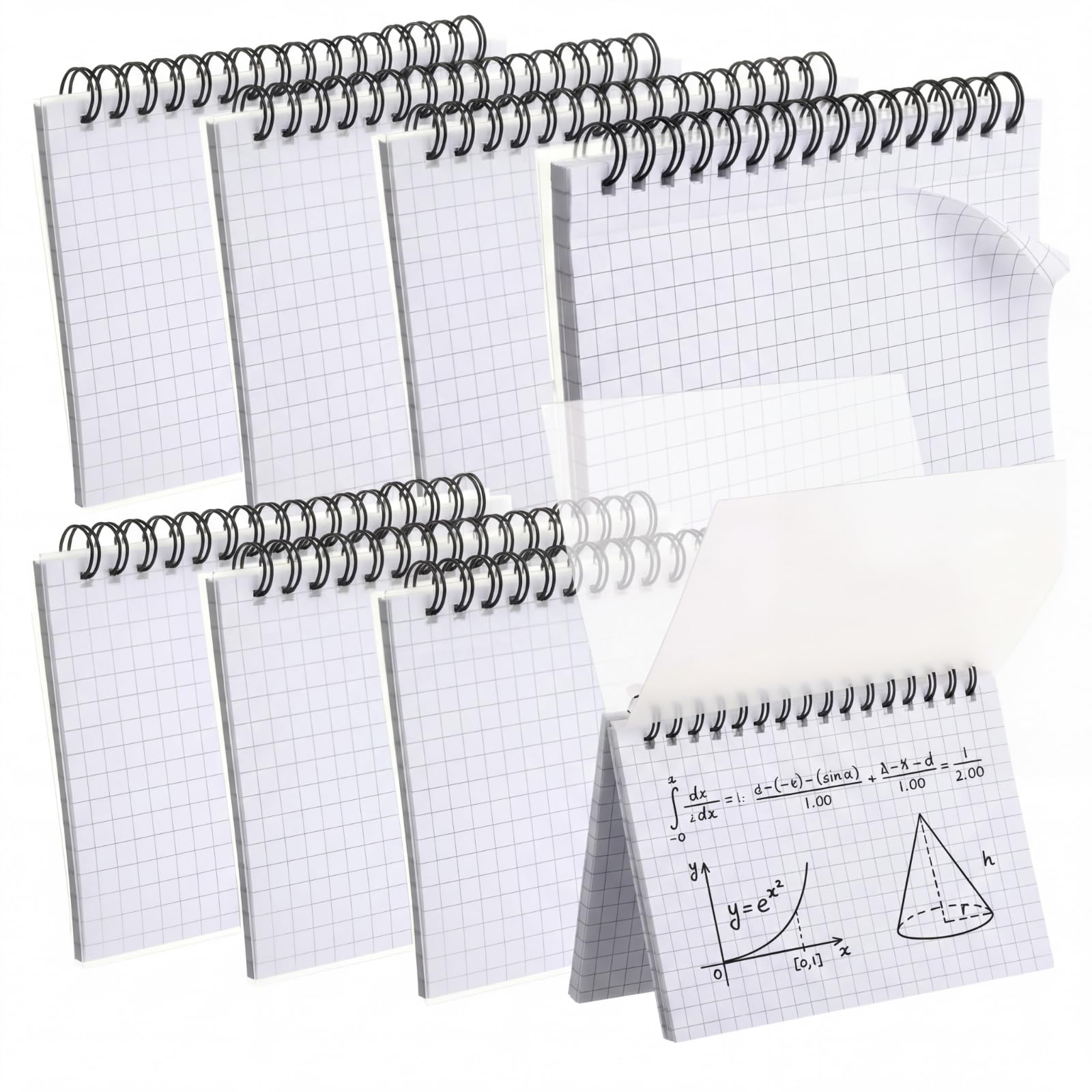 Yahenda 400 Pcs Spiral Index Cards 4x6 Inches Flash Cards with Rings Grid-lined Notecards Index Note Books with Waterproof Cover for Studying Back to School Office Supplies Taking to Do List(White)