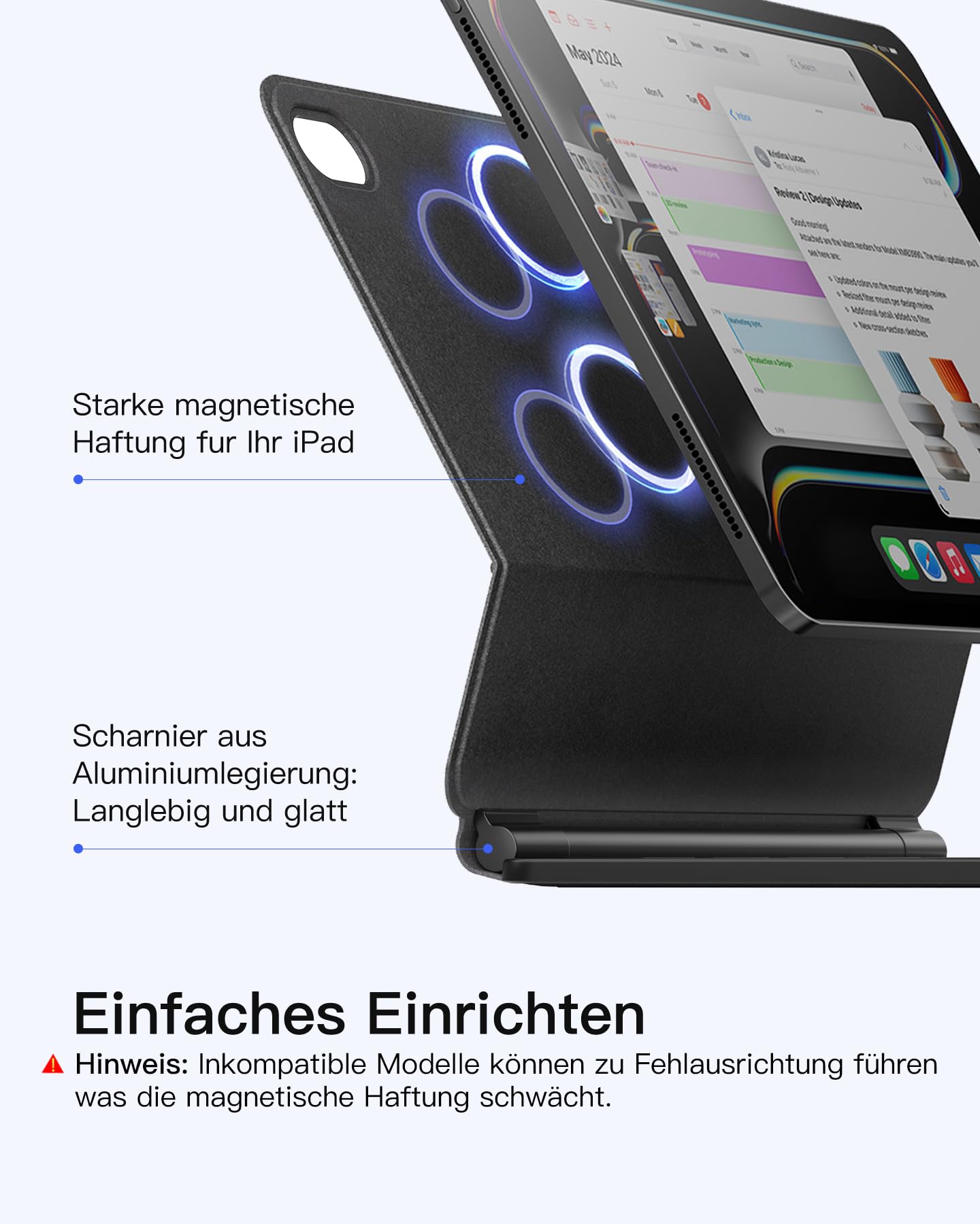 Inateck NeoMagic Magnetische Tastatur Hülle für iPad 10 Generation 10,9 Zoll,11 Generation 2025 A16 11 Zoll,Tastatur mit Touchpad, Freitragender Ständer, 7-Farbige Hintergrundbeleuchtung,KB09119