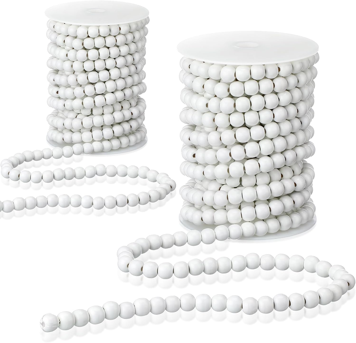 Giegxin 2 Pcs 66 Feet in Total Christmas Wooden Bead Garland Decor Christmas Tree Decorations Handmade Christmas Garland Boho Farmhouse Garland Wood Garland for Christmas Holiday Favors (White)