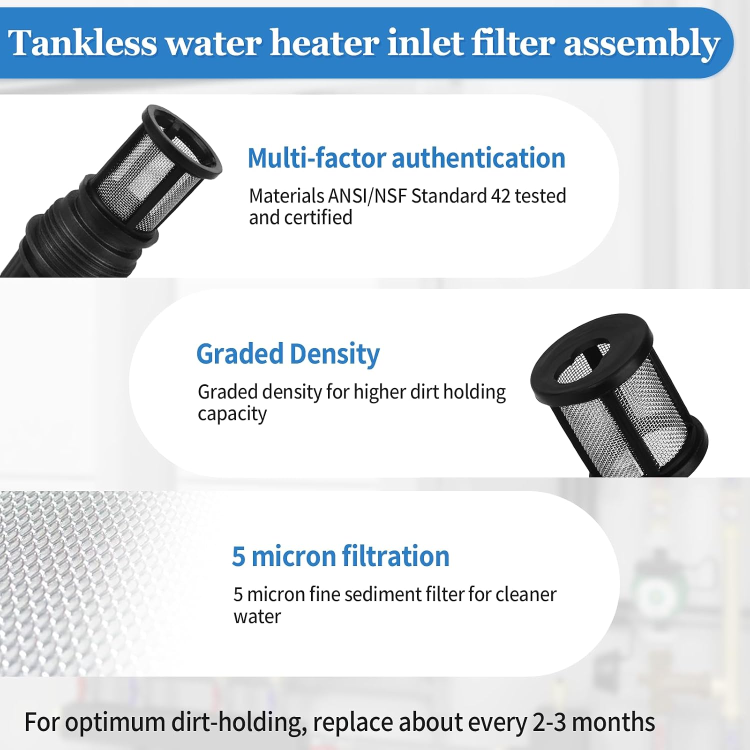 ChangTa EGBD032 Inlet Water Filter & & DTJD006 Filter Cover for Noritz Water Heater Replacement Parts, Compatible with Noritz Under-Sink Filter Assembly, 2 Inlet Screens + 2 Filter Cover