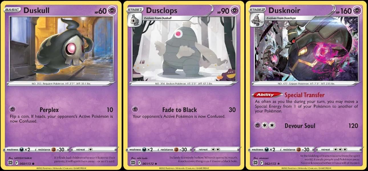 Dusknoir 062/172 - Brilliant Stars - Rare - Pokemon Evolution Card Lot - Stage 2 Psychic