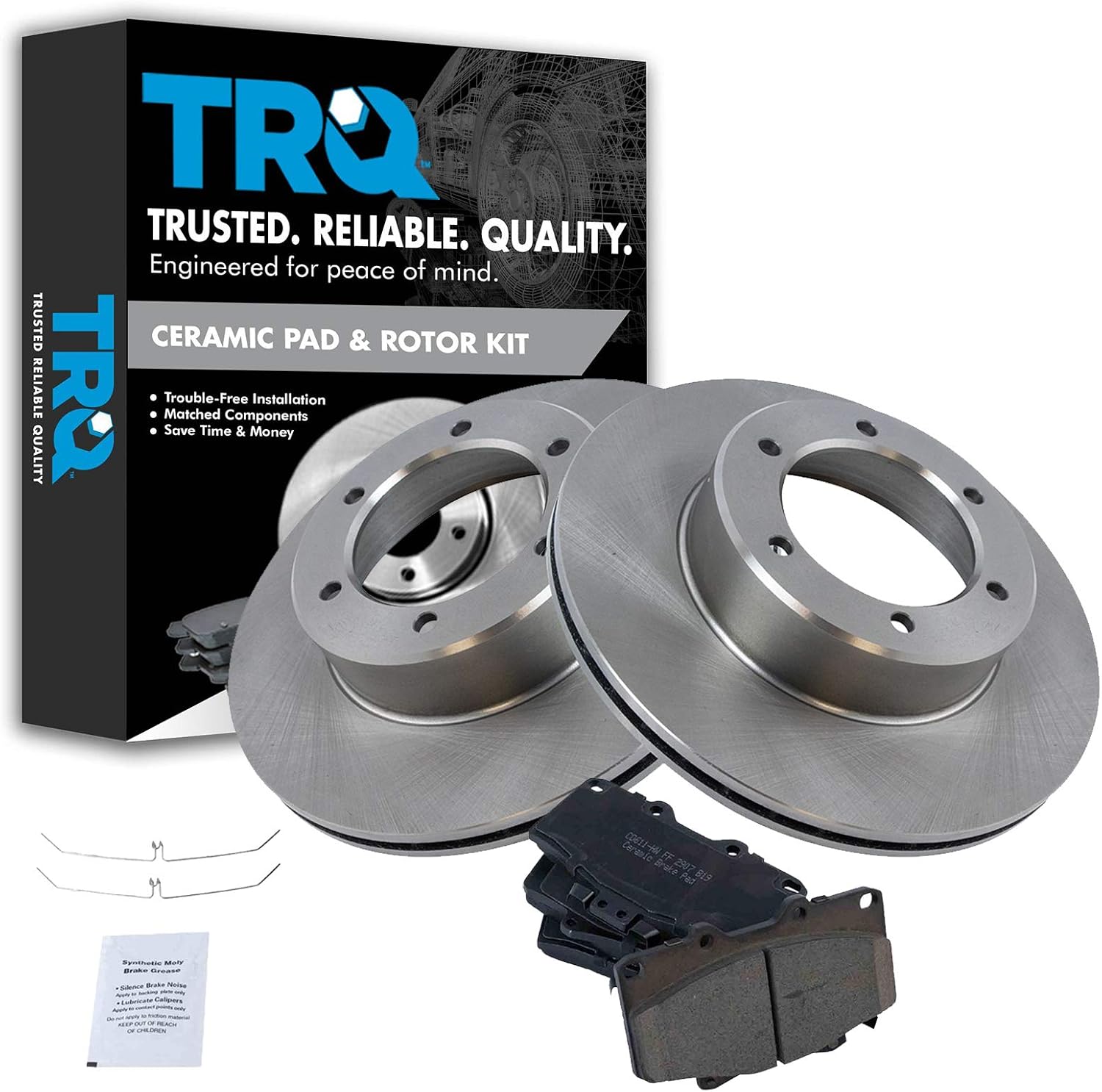 TRQ Front Ceramic Disc Brake Pads & Rotor Kit Set for Toyota Pickup Truck