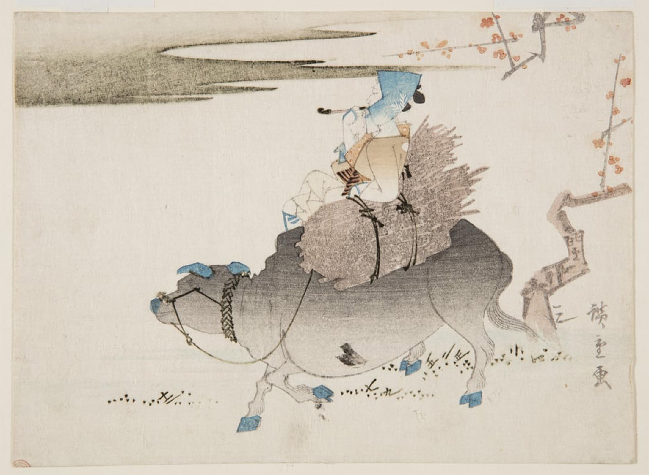 ARTXLXXBN Famous Painting Canvas Artwork Graffiti Print Cattleman and a Cow by Utagawa Hiroshige Portrait Canvas Image for Home Decor 60x90cm