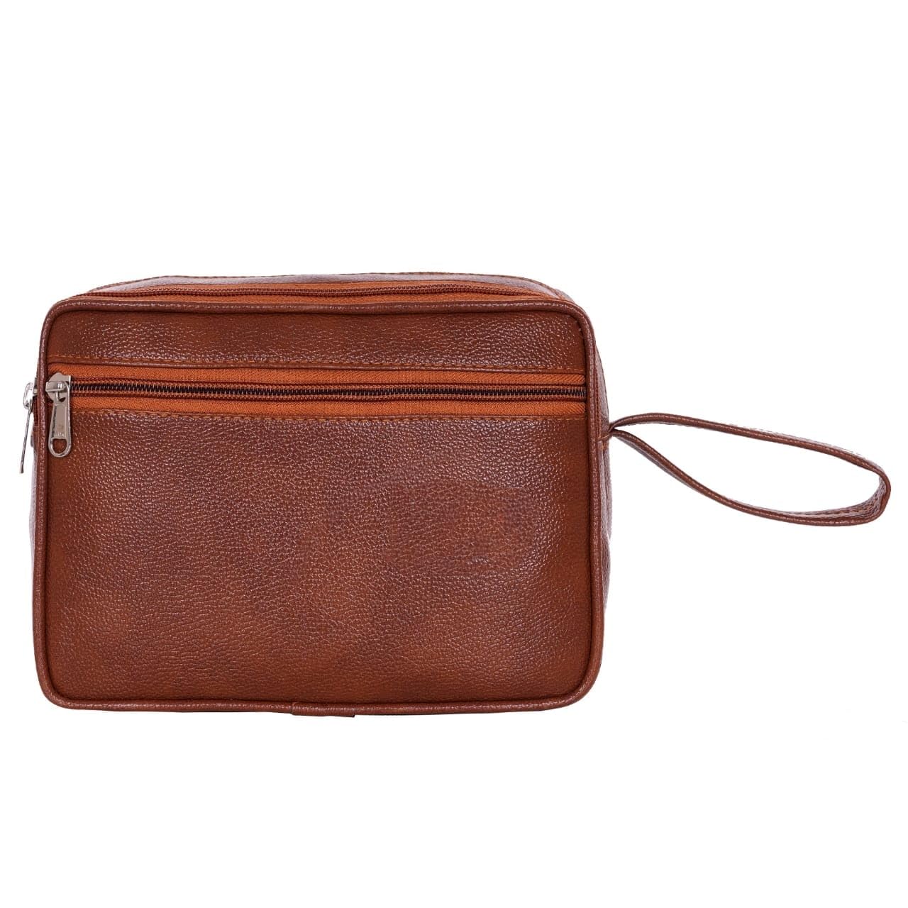Leather Travel Toiletry Bag, Brown, Multi-Compartment Design with Wrist Strap-picture-36