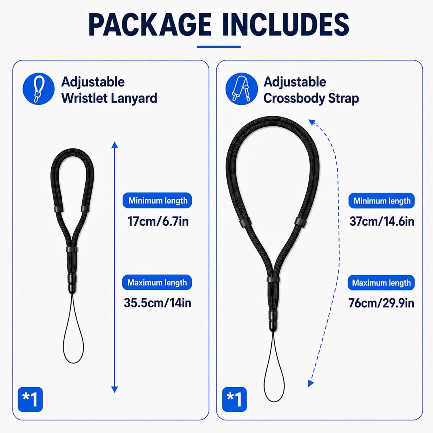 2-Pack Adjustable Crossbody Strap & Wrist Lanyard for Shark ChillPill Fan