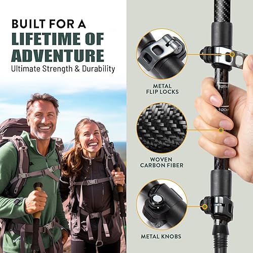 Miniatura 2 de Bastones de senderismo de fibra de carbono, 2 piezas, bastones de trekking nórdicos plegables, mango de corcho, bastones de senderismo plegables,