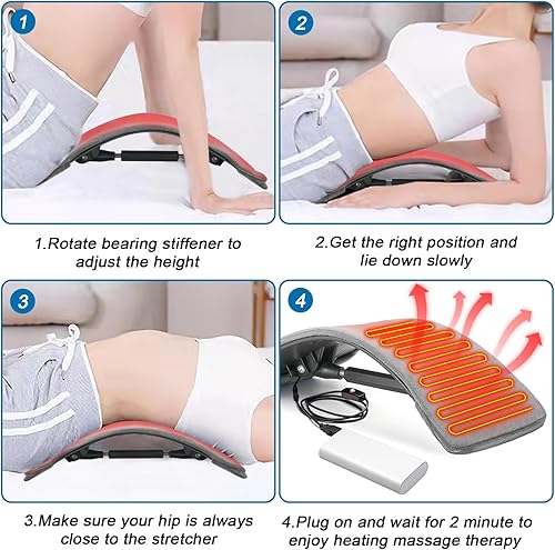 Miniatura 5 de Lxheir Camilla de espalda térmica para aliviar el dolor de espalda baja, galleta de espalda de varios niveles con alfombrilla térmica de terciopelo