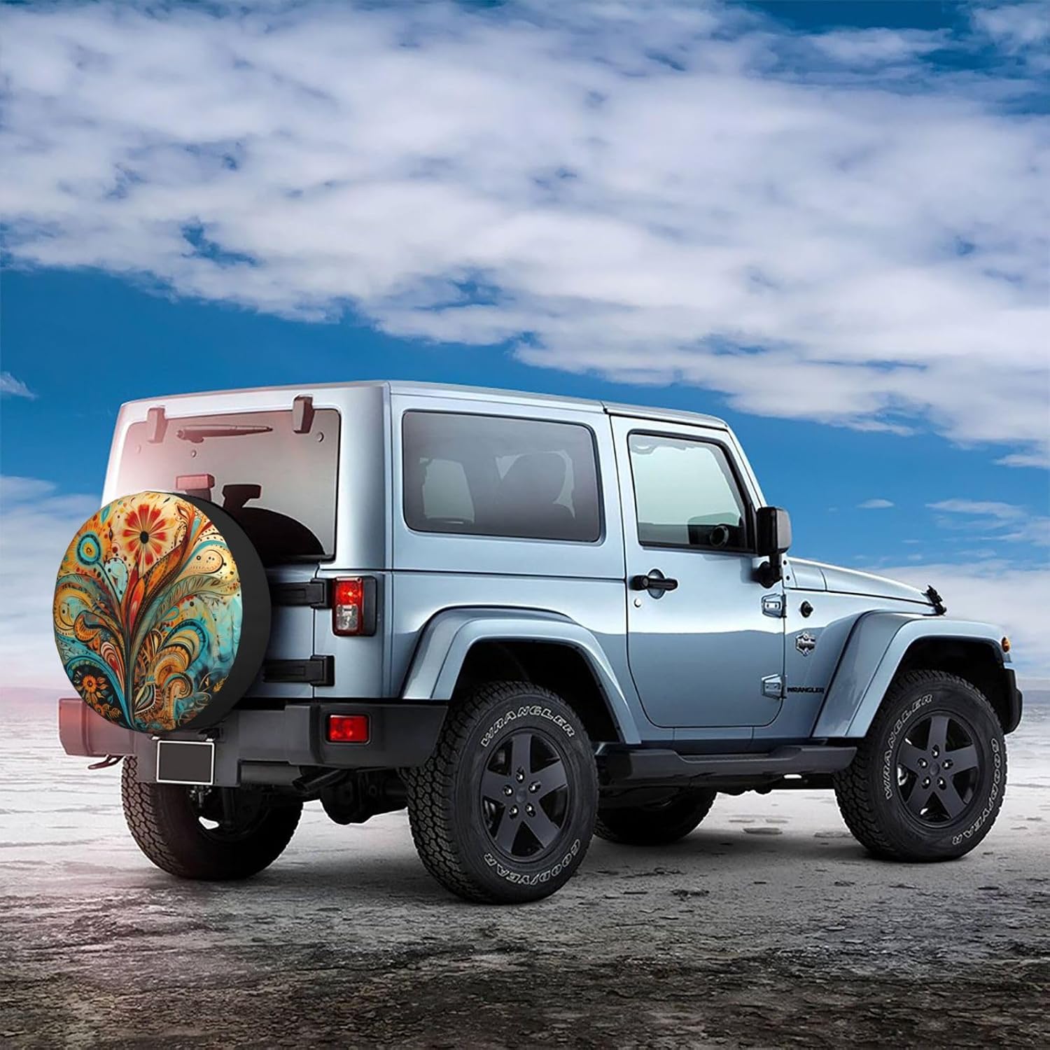Spare Tire Cover Art Boho Paisley Floral Flower Tire Cover 16 Inch Wheel Covers for Rv Trailer Jeep SUV Truck Camper Vehicles Dust-Proof Waterproof Tire Protectors