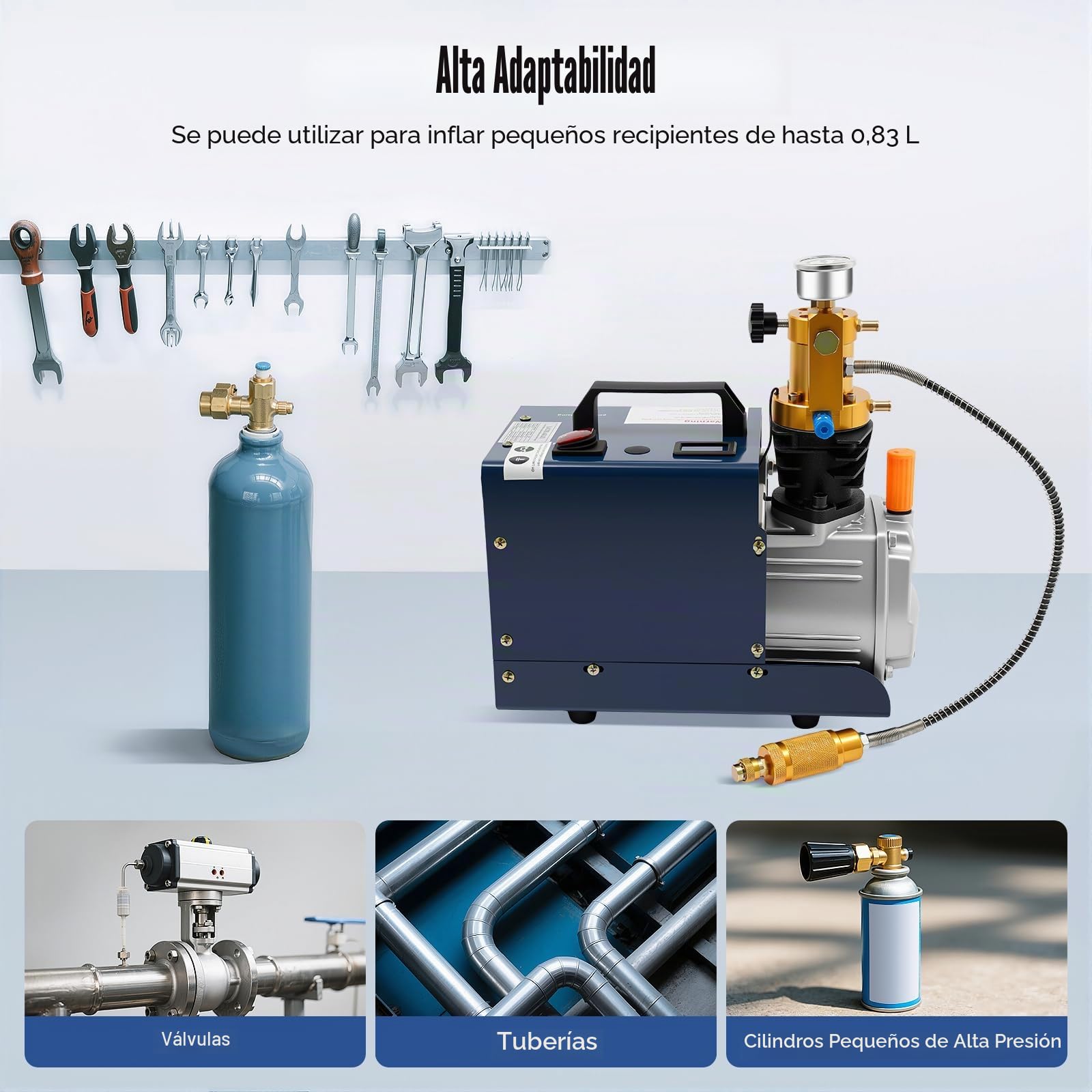 Compresor de alta presión, Pcp Airgun Buceo Bomba 220 V 30 Mpa 300 Bar 4500Psi compresor de aire de alta presión Pcp Airgun Scuba Bomba, 1800 W Stop Air Rifle Compresor con refrigeración por agua y