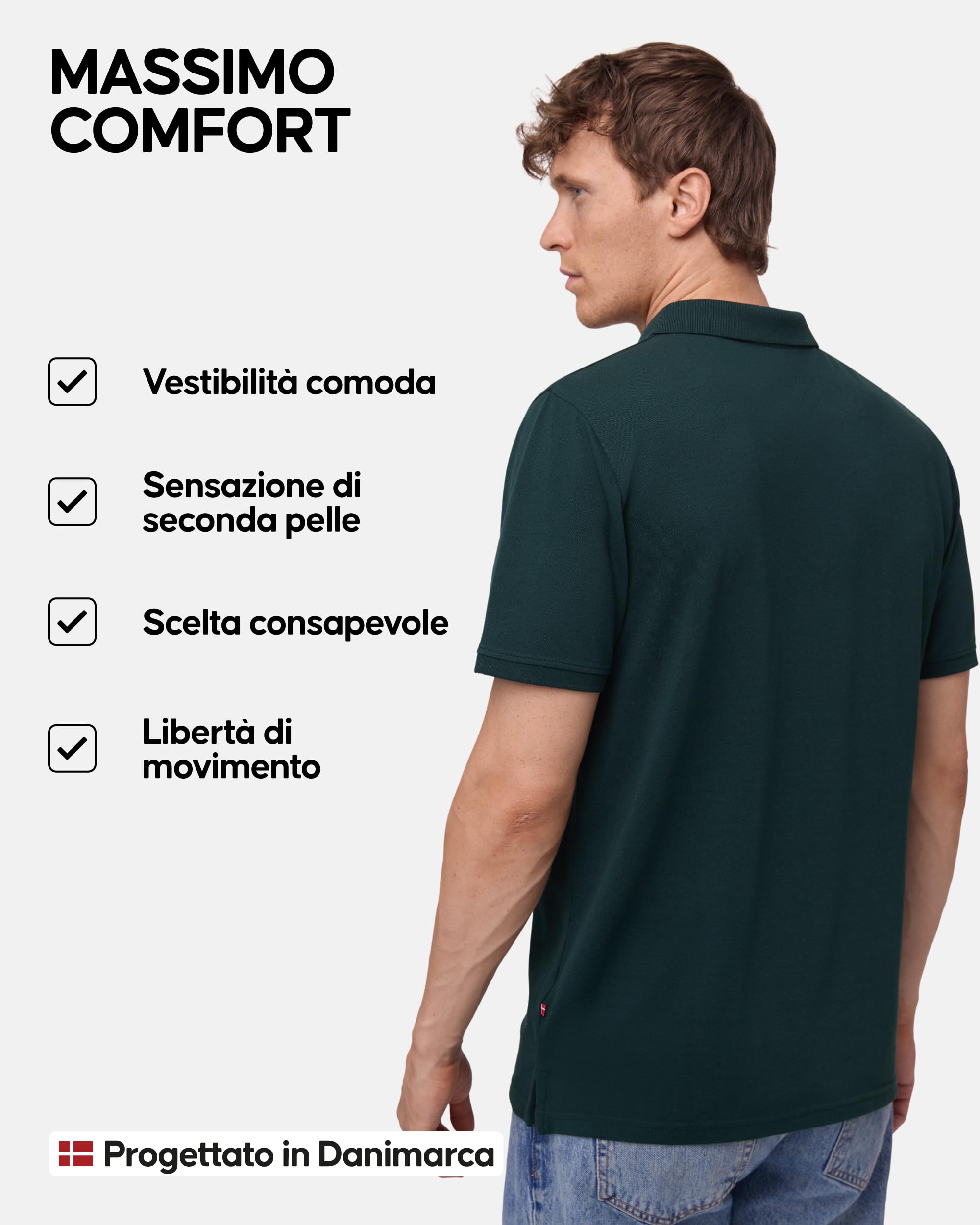 DANISH ENDURANCE Maglietta Polo Uomo Manica Corta in Cotone Biologico Premium, Polo T-Shirt Uomo, 1 o 2 Paia