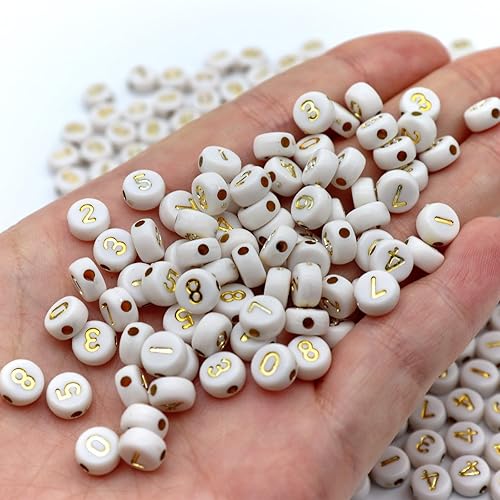 Miniatura 5 de 1000 cuentas de números acrílicos de 5 colores para hacer pulseras, 0-9 cuentas redondas mixtas de números para manualidades, aretes, pulseras,