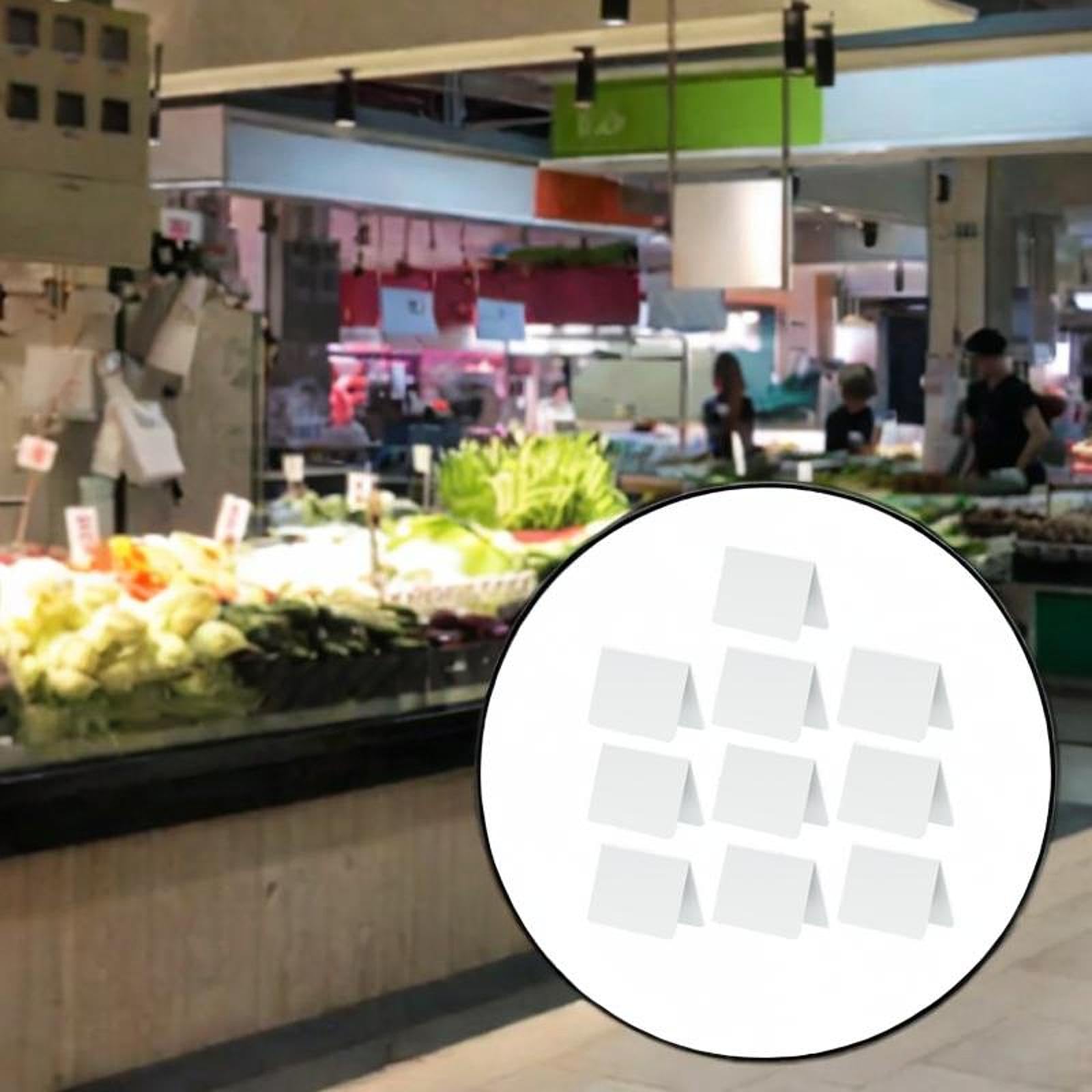 Qianly 10 Pieces Acrylic Mini Chalkboard Signs Place Cards Reusable Tabletop Small Tent Chalkboards for Retail Label Bakery Weddings, White