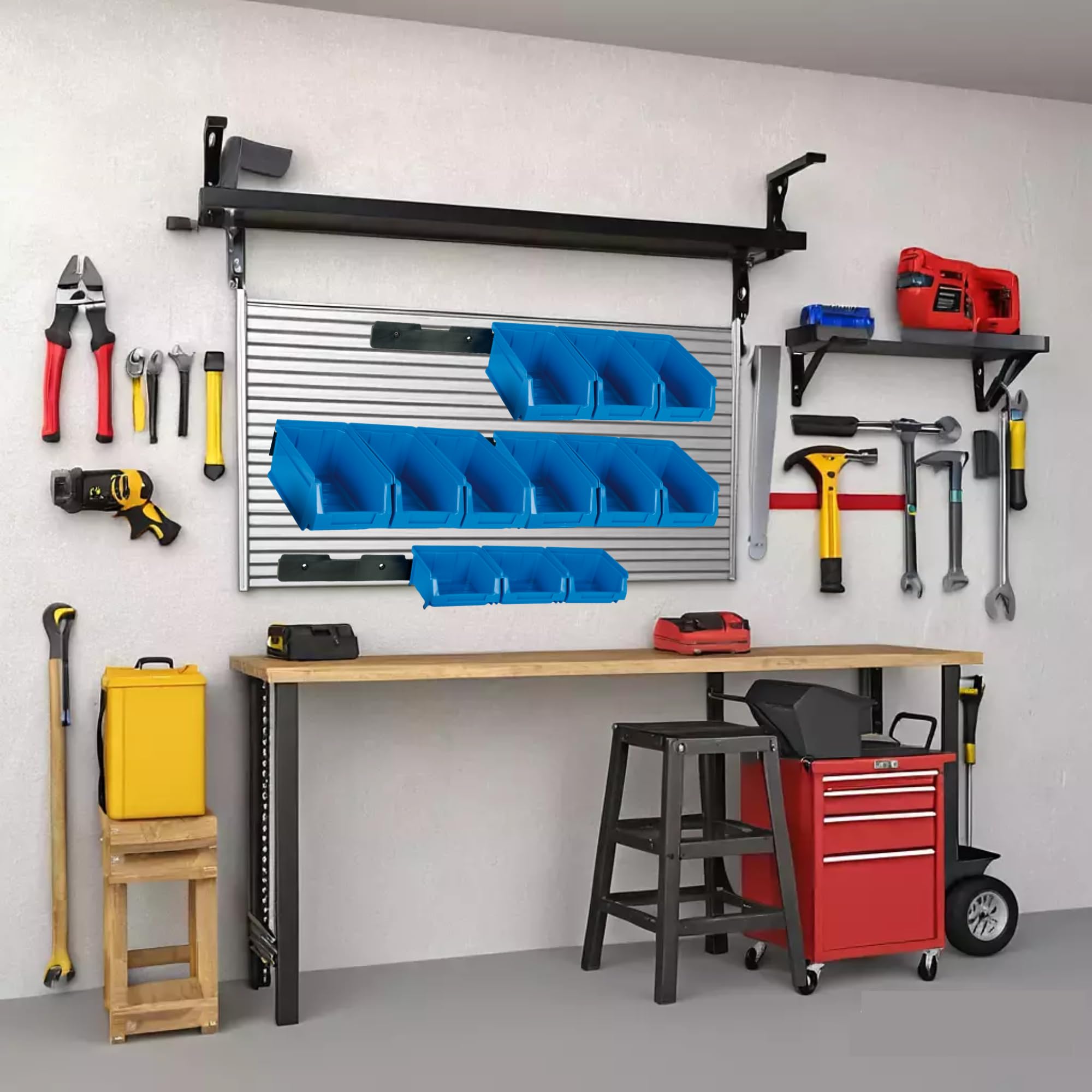 Tayg Kit da appendere 50 cassetti in plastica n. 51 – Organizzatore di viti, cassetti, scatola di stoccaggio, scaffalature da parete, scaffali, vasche in plastica rettangolari, 52 x 17 x 8 cm