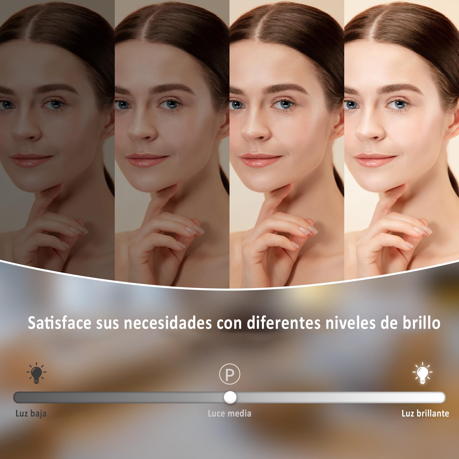 YU YUSING Hollywood Espejo Maquillaje con Luz 18 LED, 80 x 60cm, 3 Modos Iluminación Regulables, Espejo Tocador, Espejos de Mesa, USB, 10x, Vanity Mirror Tocador Dormitorio, Esquinas Redondas, Blanco