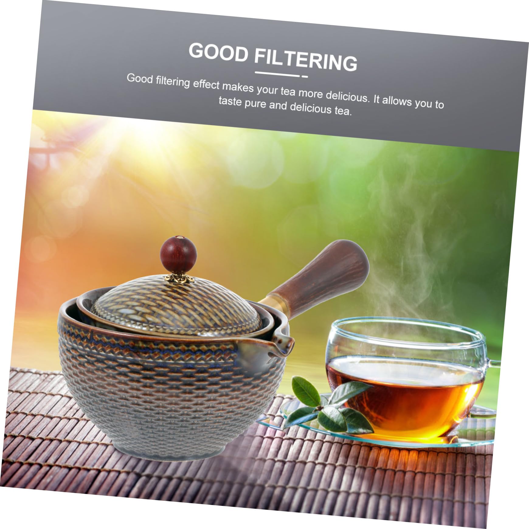 Milisten Tetera Cerámica Marrón Filtro Eficaz y Fácil de Limpiar, Adecuado para Preparar Infusiones y Té de Hierbas en Casa