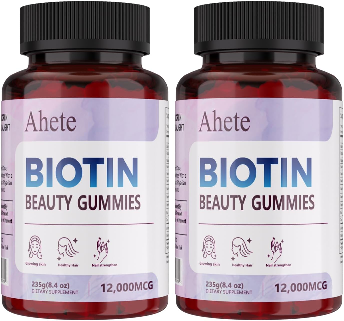 12000mcg Biotin Beauty Gummies, Hair Skin and Nail Vitamins, Supports Faster Hair Growth, Stronger Nails, Healthy Skin, Extra Strength for Women & Men, 60 Day Supply, 120 Count