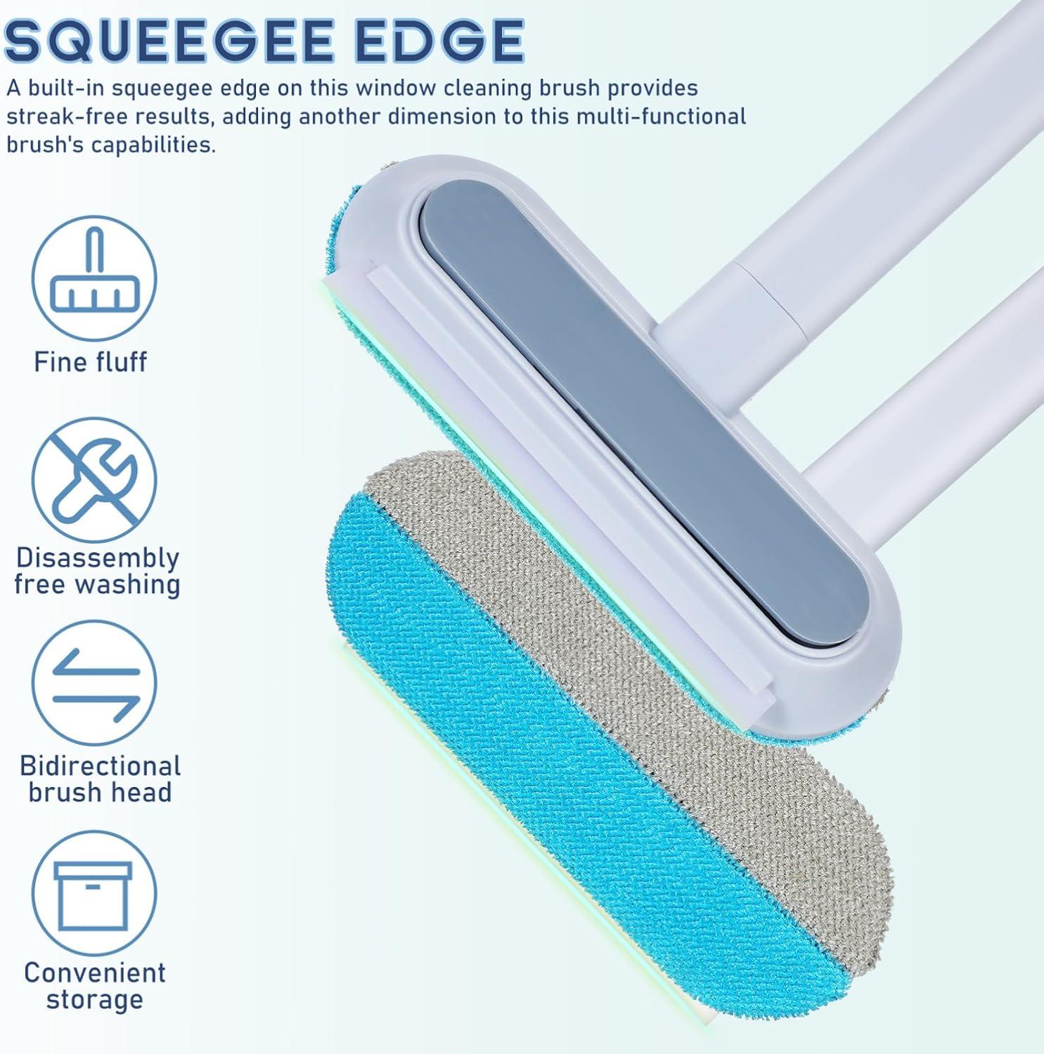 Multi Functional PET Hair Remover Brush with Squeegee Edge, PP Blue image 5