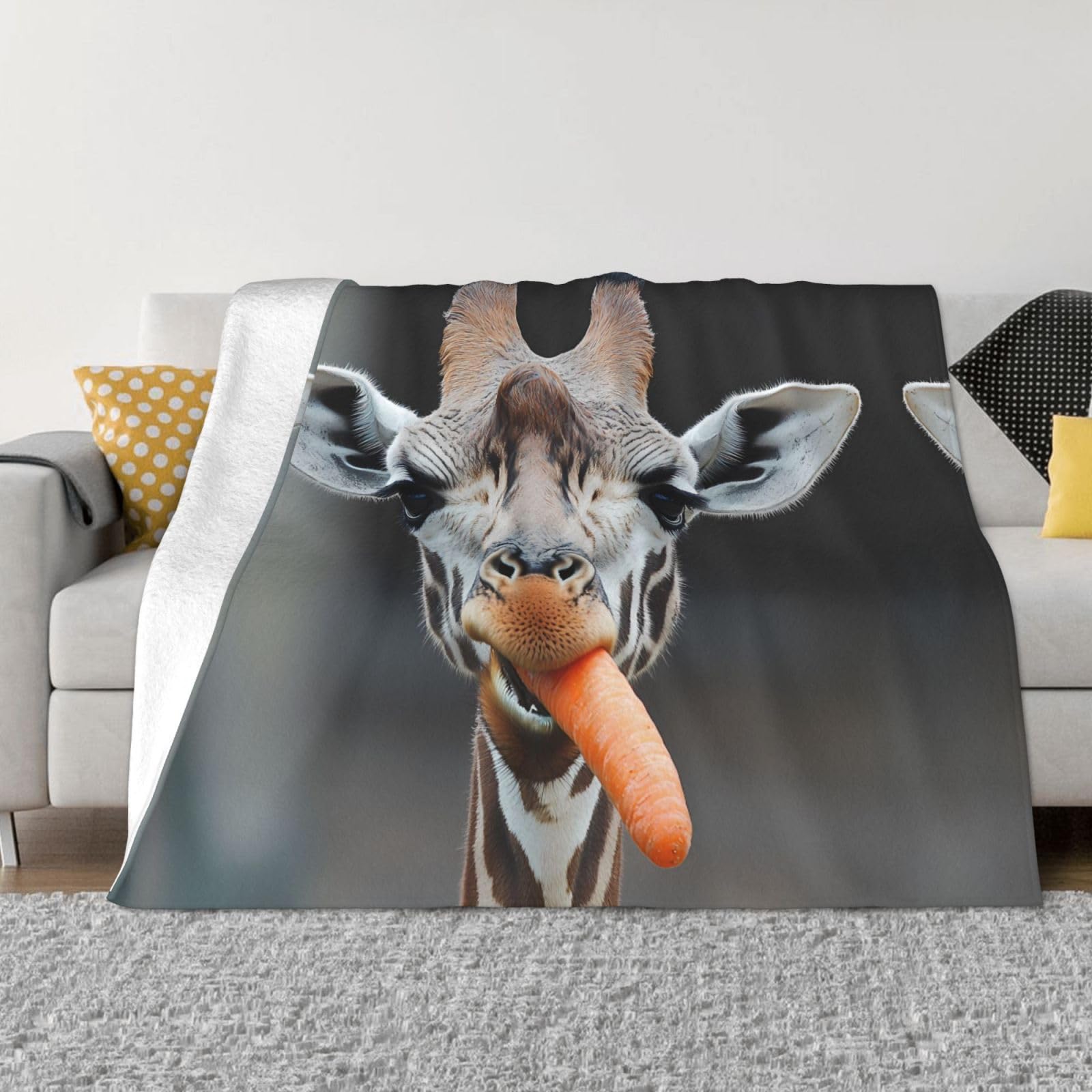 Plaid flanelle girafe chaude pour soirées télé au salon