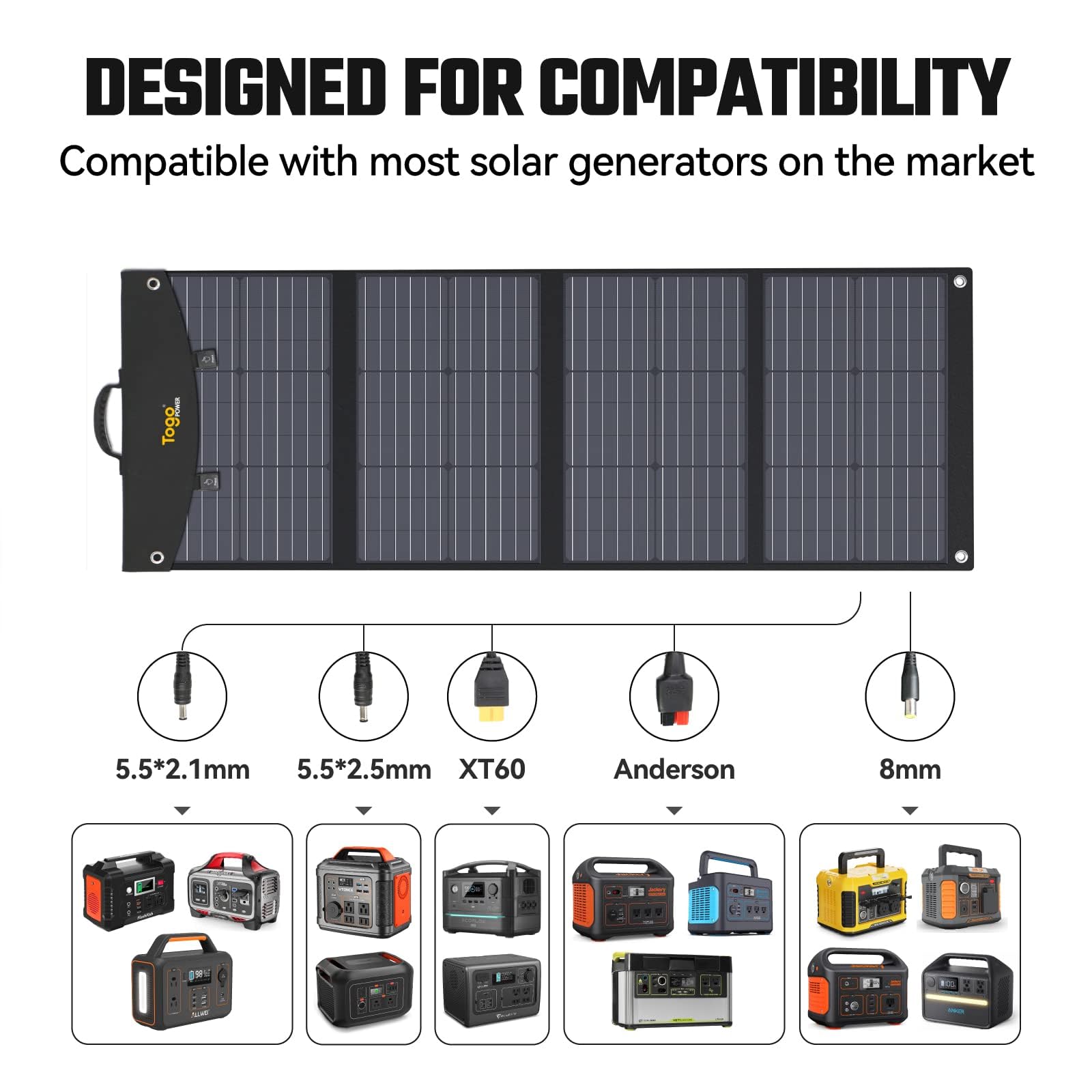 Panneau Solaire Portable 120 W Pliable - IP65, Sorties USB-C, USB-A, DC, Pour Camping, Randonnée, Charge Station D'alimentation, Téléphone