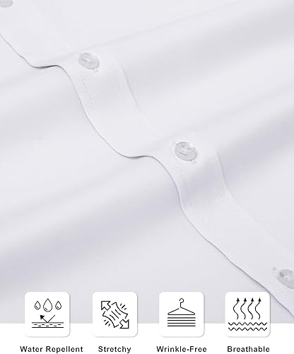 Miniatura 5 de Alimens & Gentle Camisas de vestir ajustadas para hombre, de manga larga, elásticas, a prueba de manchas, sin arrugas, con botones, camisas formales