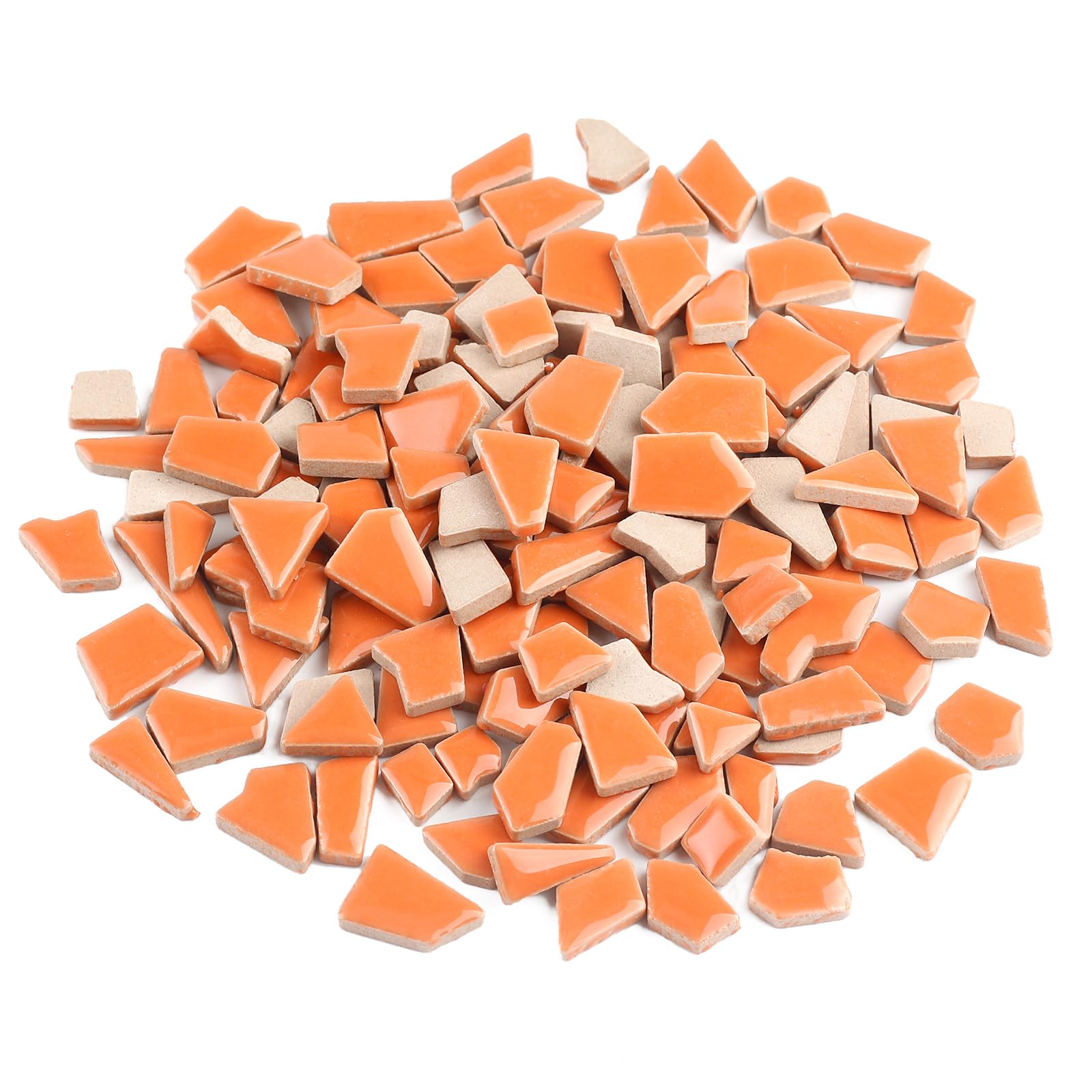 Youway Style Orange Mosaic Tiles for Crafts Bulk,200g Broken Tiles Pieces for Mosaic Craft Supplies, Ideal for Mosaic Craft Projects and Mosaic Outdoor Decor(Orange)