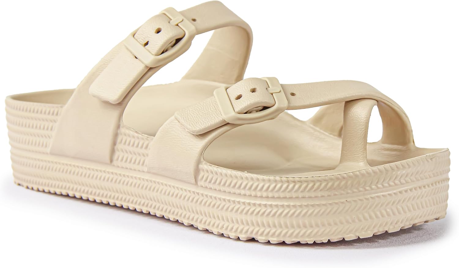 Comfortable support sandals with adjustable buckles, lightweight, and cushioned.