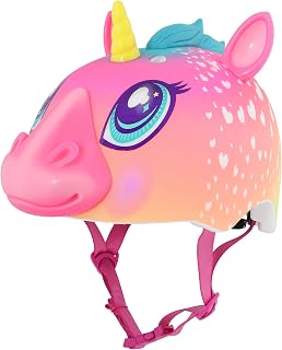 RASKULLZ SUPER RAINBOW UNICORN HELMET CHILD 5+ 50-54CM PINK WITH 3D UNICORN FEATURES