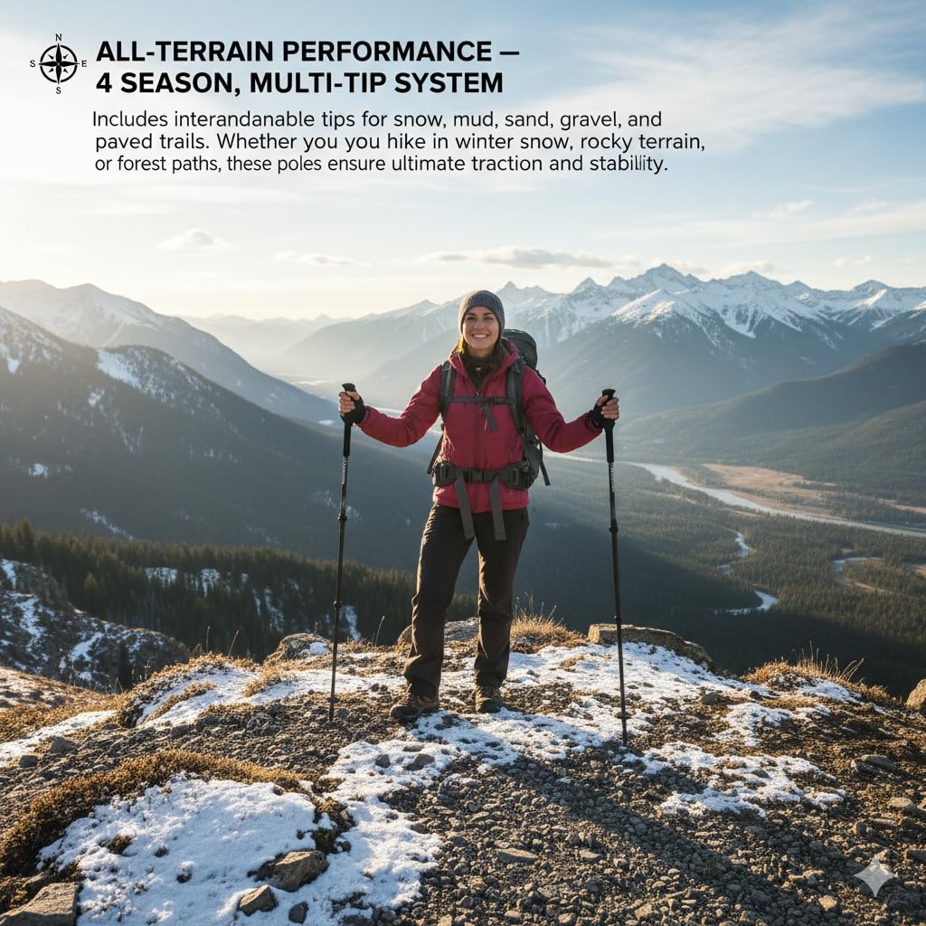 Trekkingstöcke Carbon Ultraleicht 169 g, Teleskop Wanderstöcke 63–135 cm | Teleskop Wanderstöcke 63–135 cm, Eva-Griff & Zubehör, Nordic Walking Stöcke Damen Herren, Gehstock für Wandern & Bergsport