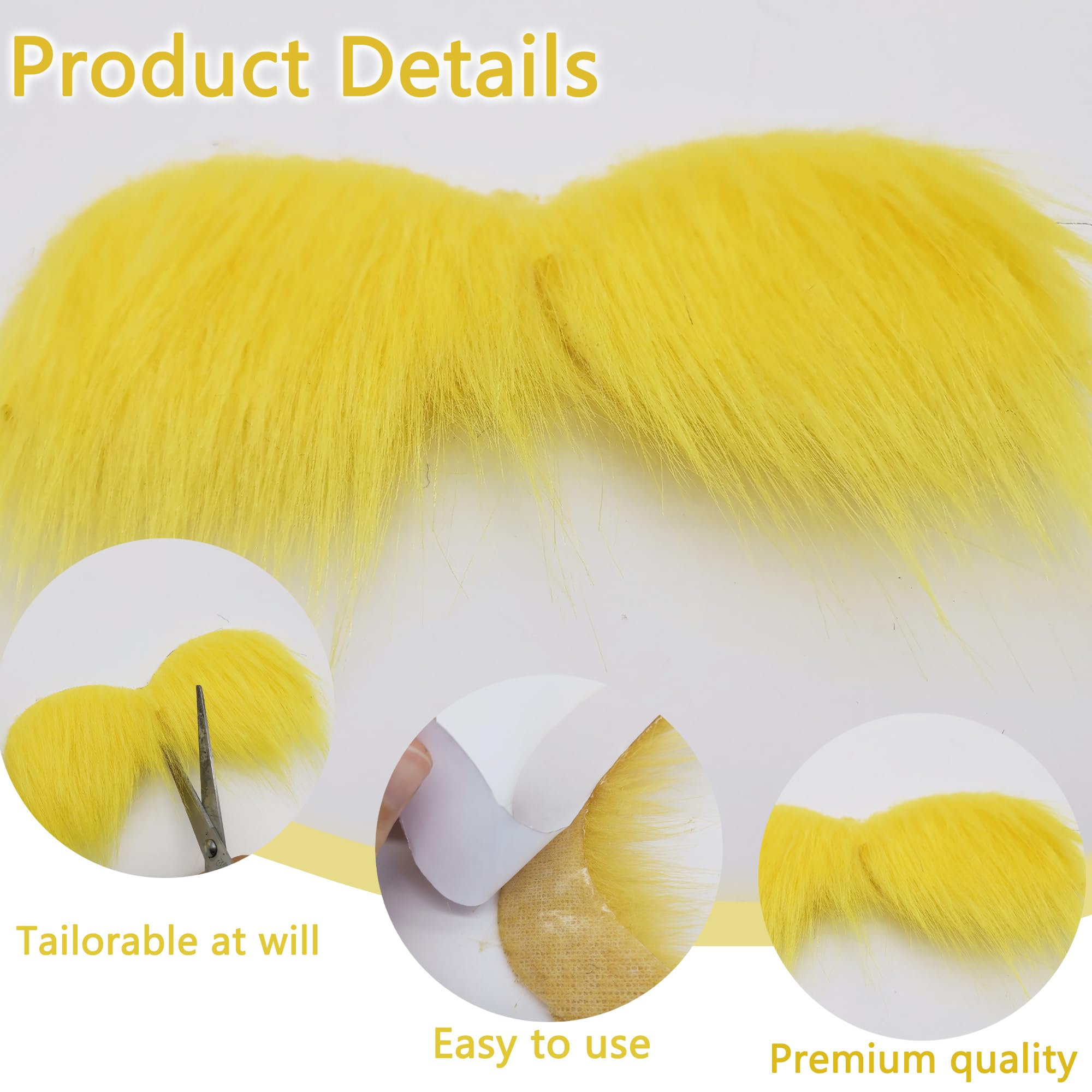 QIUMING Set De Cejas Y Barba Falsa Autoadhesiva – Accesorios De Fibra Sintética Para Disfraces, Halloween Y Fiestas Temáticas (Amarillo)