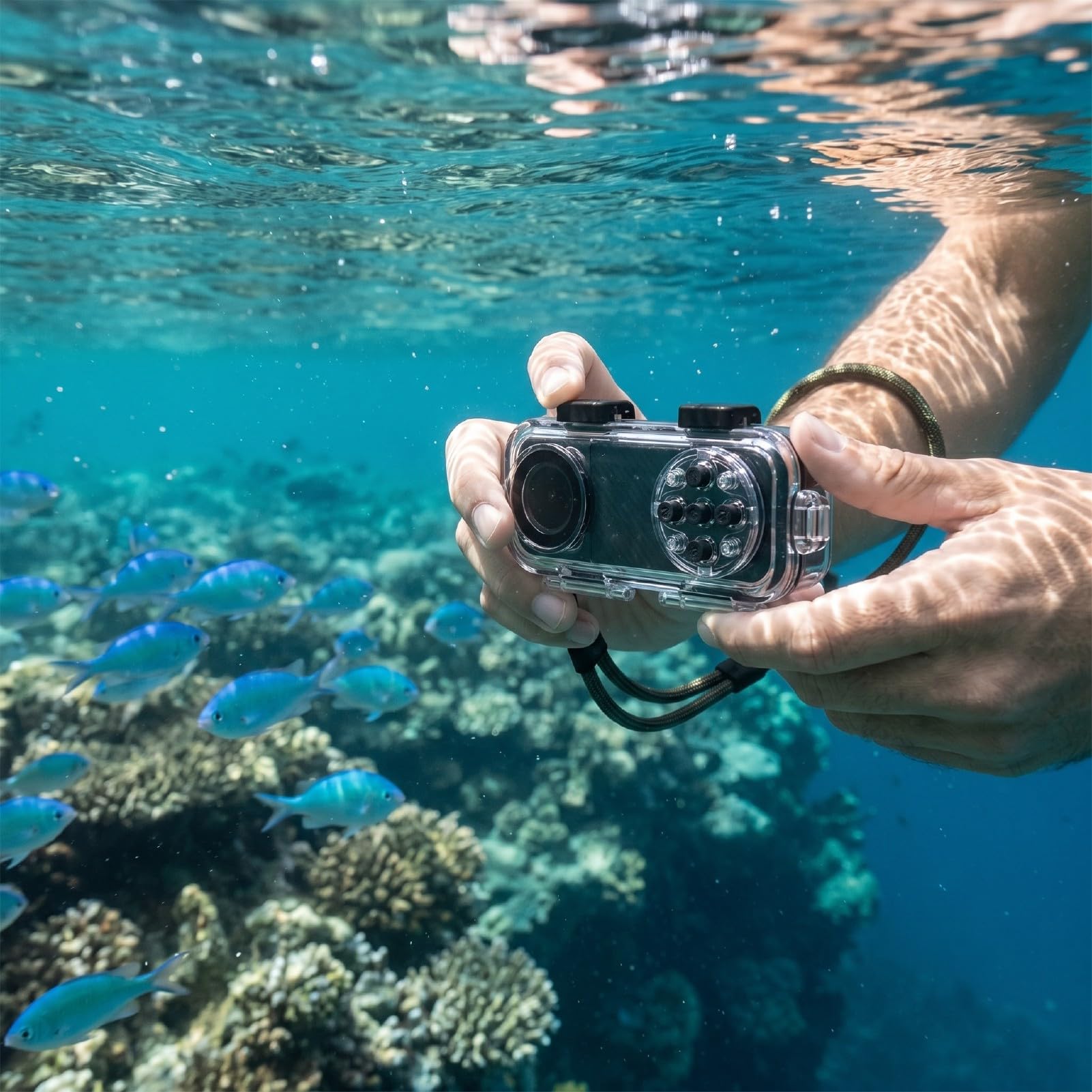 Tangxi Videocamera Subacquea 30M Videocamera Vlog 4K, Doppio Obiettivo DV | Stabilizzatore Elettronico Dell'immagine, Obiettivo Grandangolare da 130°, Schermo da 1,53 Pollici, Batteria da 2000 MAh,