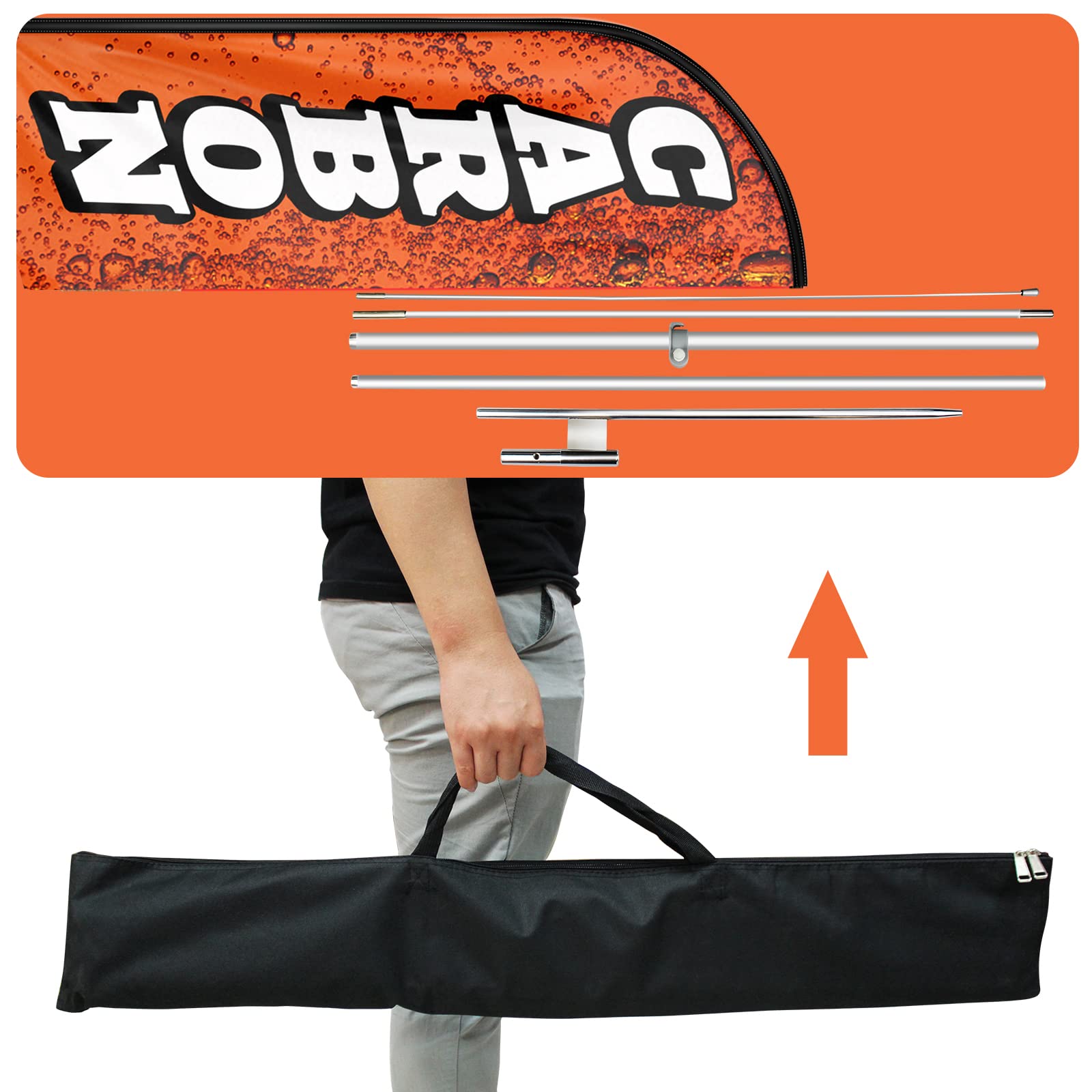 Bandiera in carbonio Swooper, bandiera pubblicitaria in carbonio da 30 m con kit di asta, picchetto, segni di carbonio bandiera piuma per aziende e vetrine