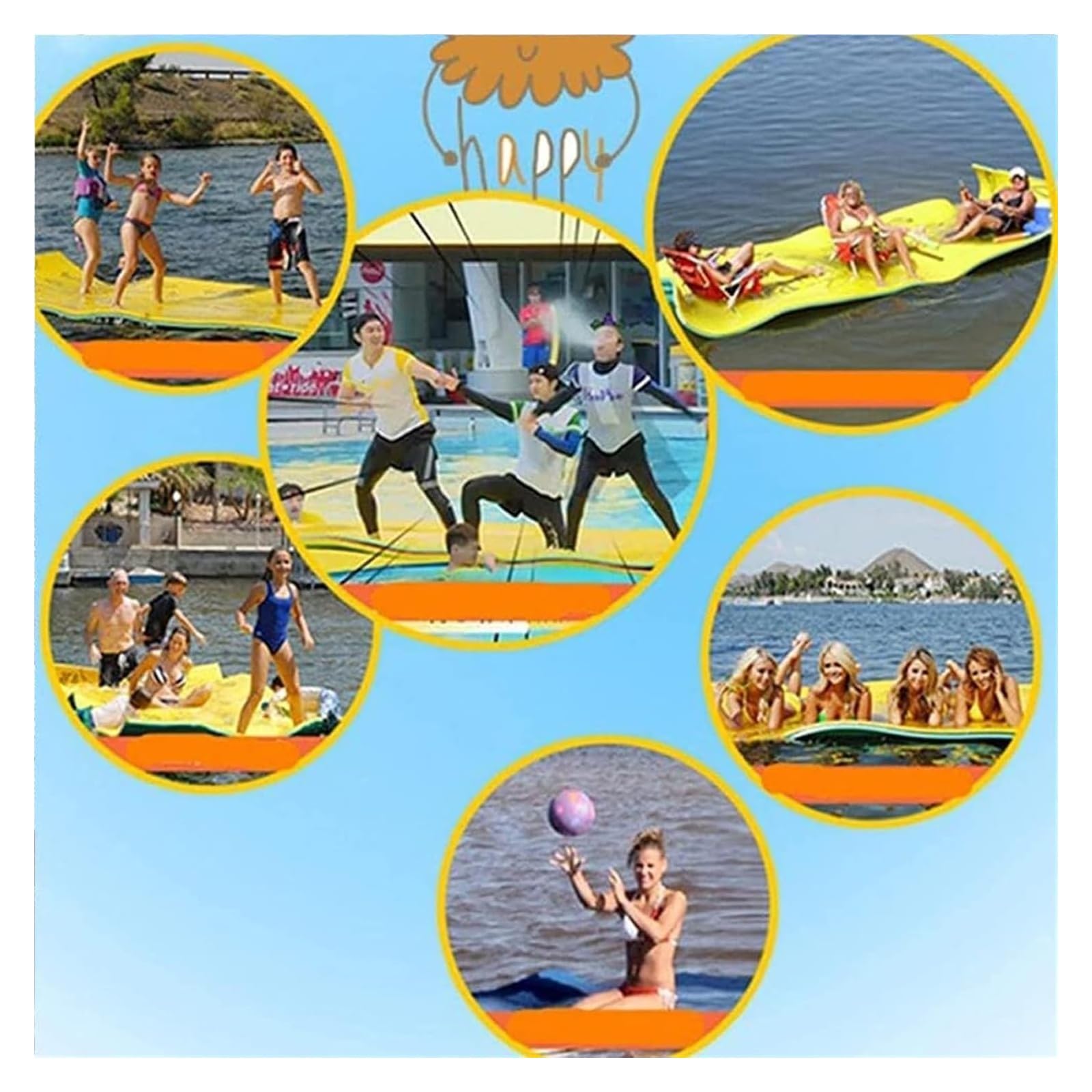 Tappetino galleggiante in schiuma XPE resistente agli strappi, per divertimento ricreativo, perfetto per spiaggia, lago e oceano, accessorio durevole per sport acquatici