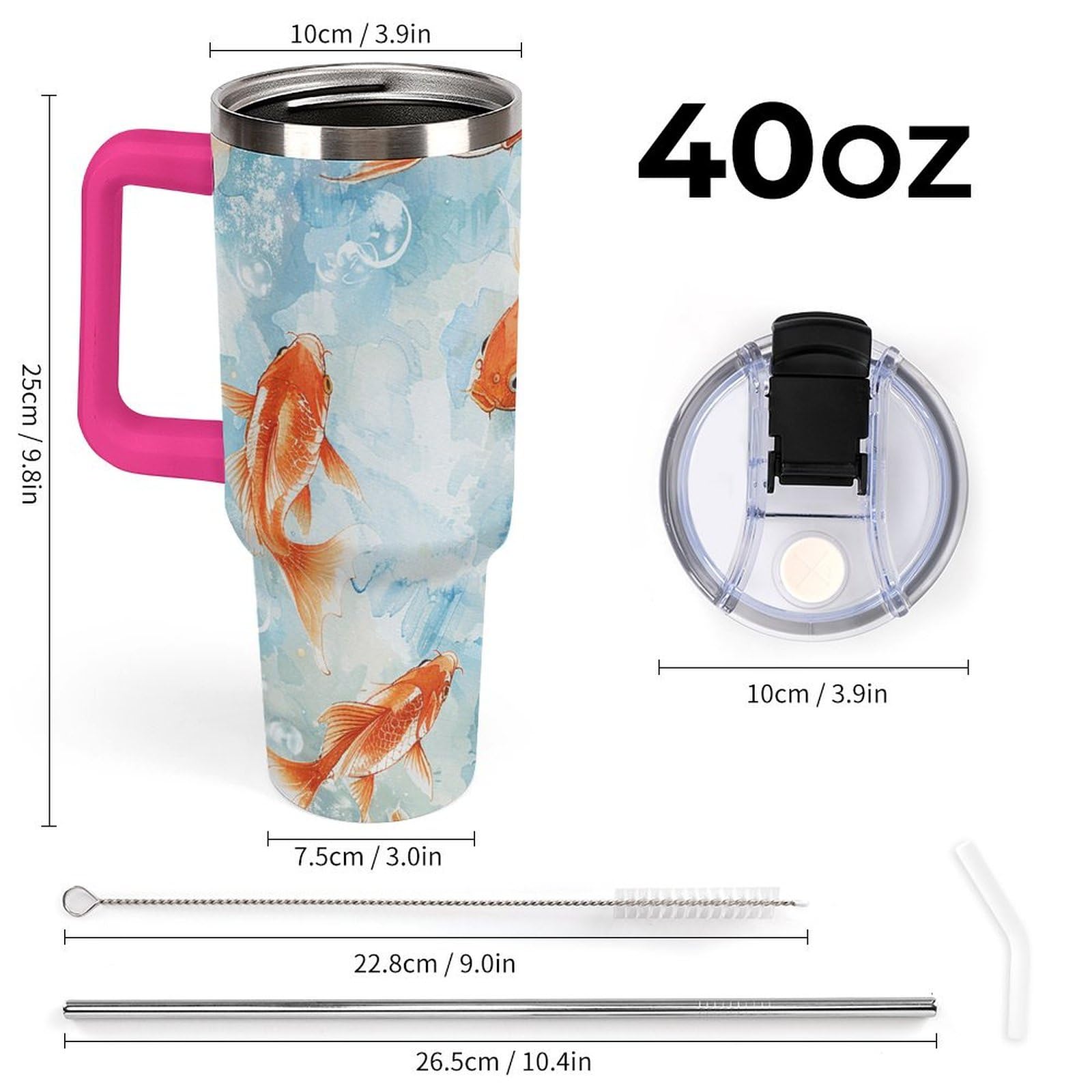 Autobecher mit großem Fassungsvermögen und Strohhalm-Deckel, schwimmen im Wasser, auslaufsicherer, isolierter Edelstahlbecher, passt in Auto-Becherhalter