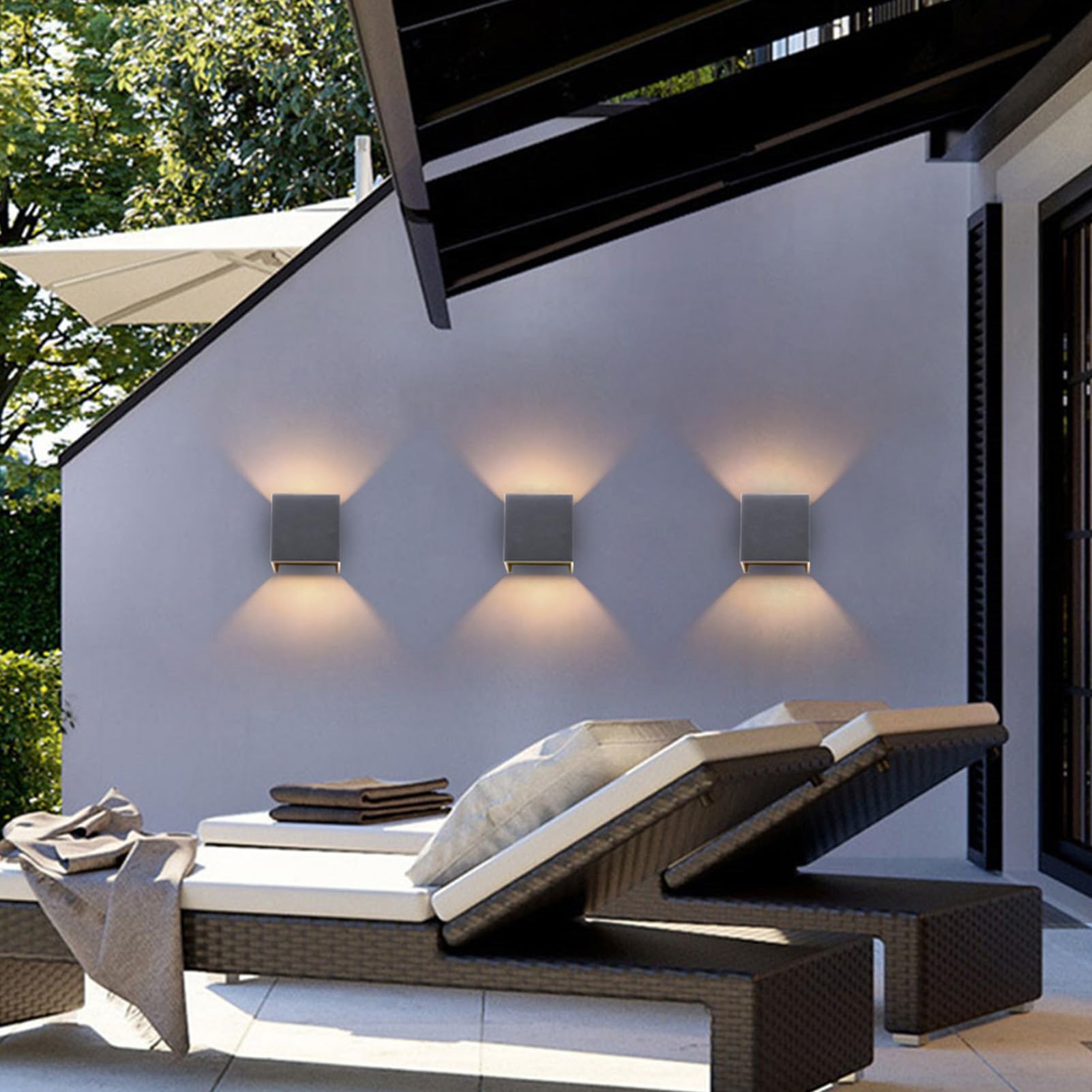 Klighten 4PCS Apliques De Pared Exterior/Interior Moderna, Blanco Cálido 3000K Lampara De Pared para Entrada, Balcones, Comedor, Gris oscuro (Incluye bombillas G9)