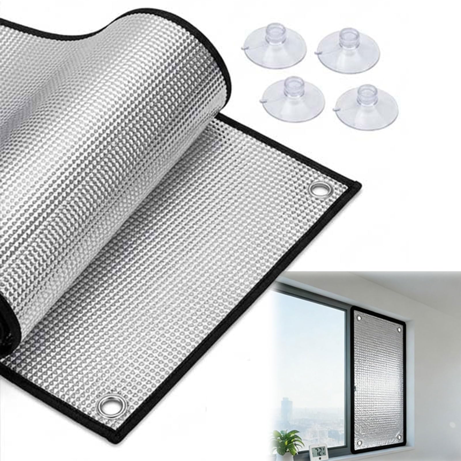 Double Sided Aluminum Foil Insulation Window Film, Window Privacy Heat Control Glass Sheet Anti-UV Sun Blocking Privacy Cover for Sun Room Shed Auto(100x140cm (39x55in))