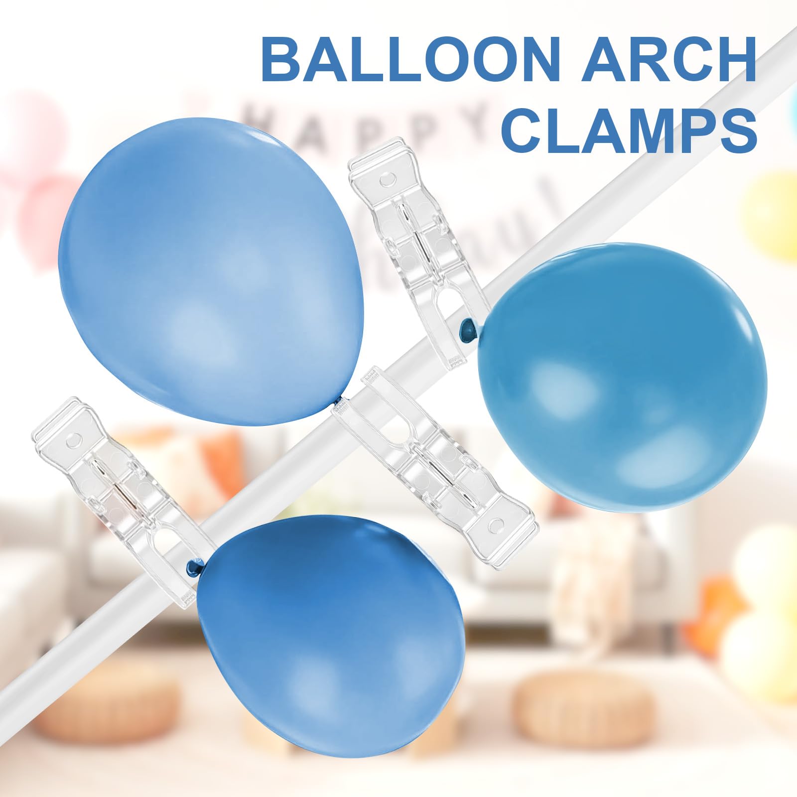 Lot de 30 grandes pinces à ressort transparentes pour arche de ballons, fête, anniversaire, mariage, studio photo de 8,9 cm