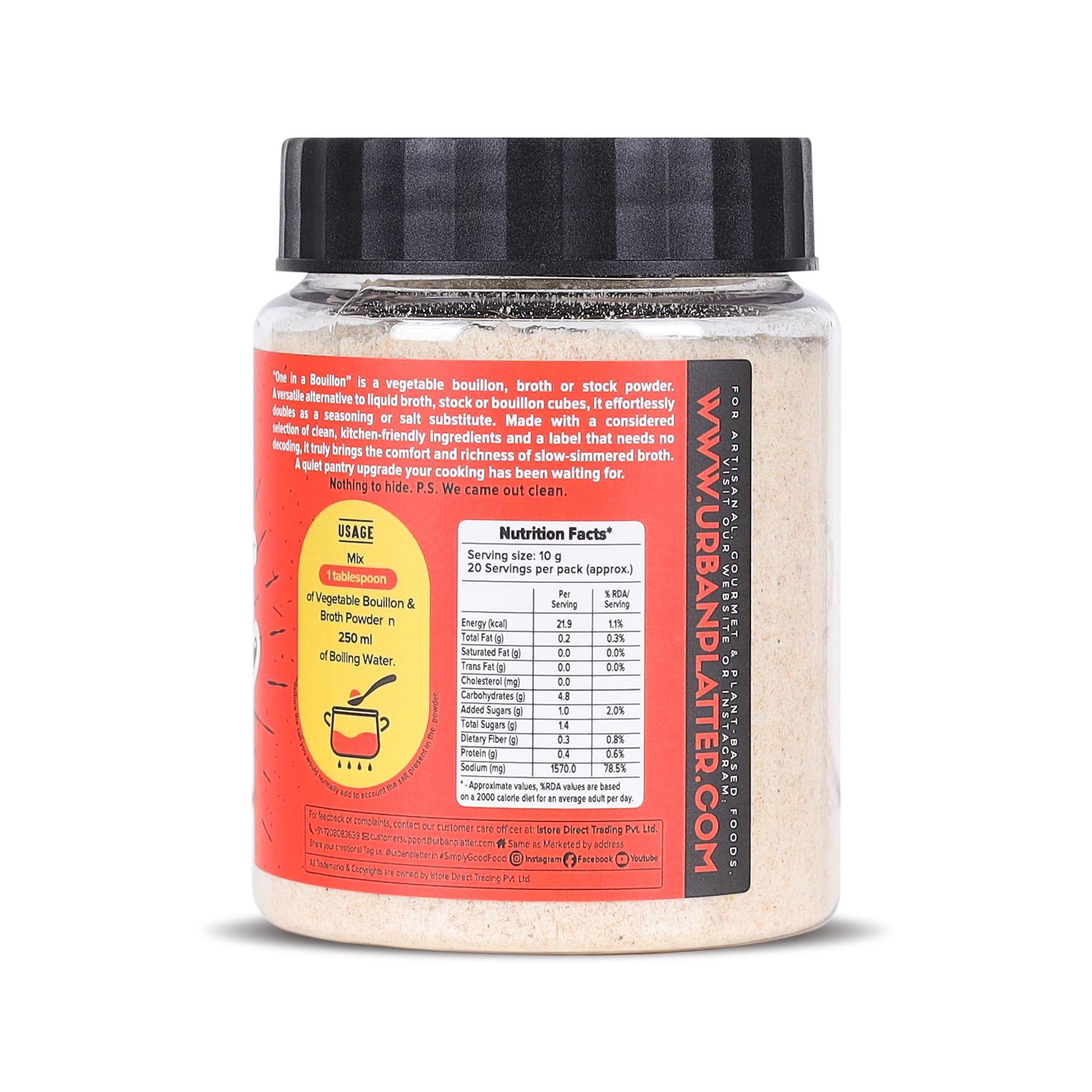 Urban Platter One in a Bouillon, 200g (Instant Vegetable Broth Powder | Perfectly Plant-based Umami Base | Clean-Label | Additive, Preservative and MSG free) 1