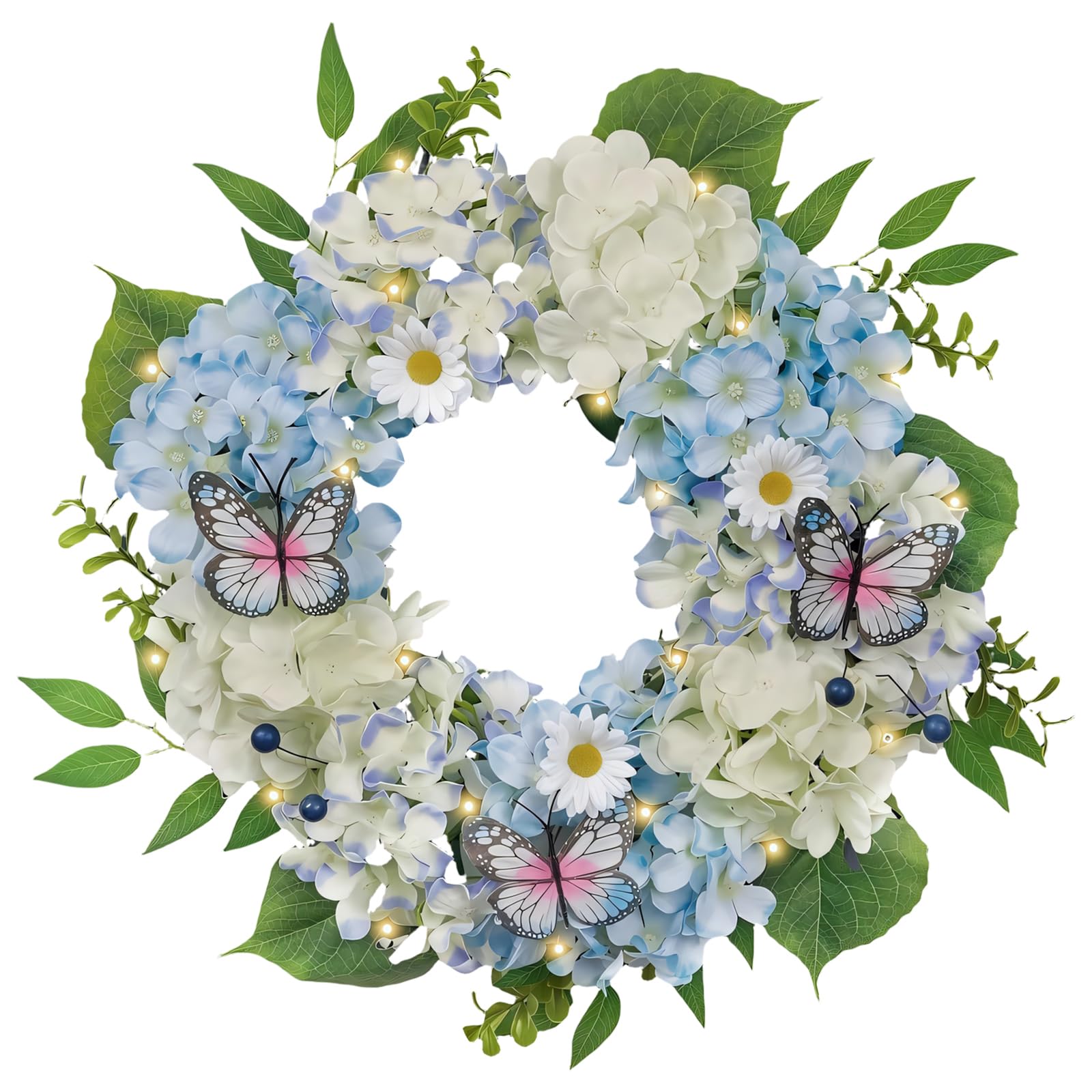 Artificial Flower with Leaves Realistic Flower Wreath Wedding Decoration for Front Door Window Farmhouses Home Deck Wreath