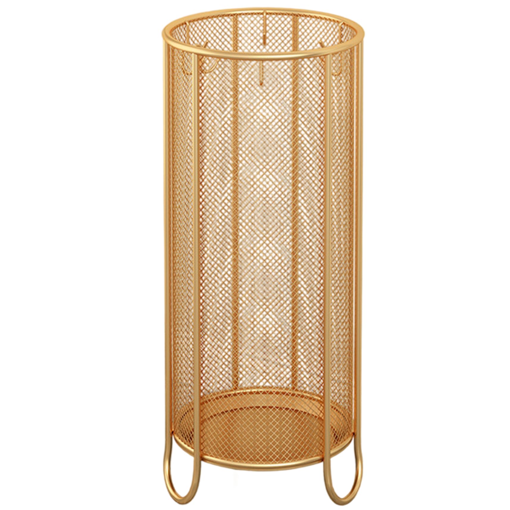 Support parapluie et canne doré en maille métallique avec récupérateur d'eau intégré