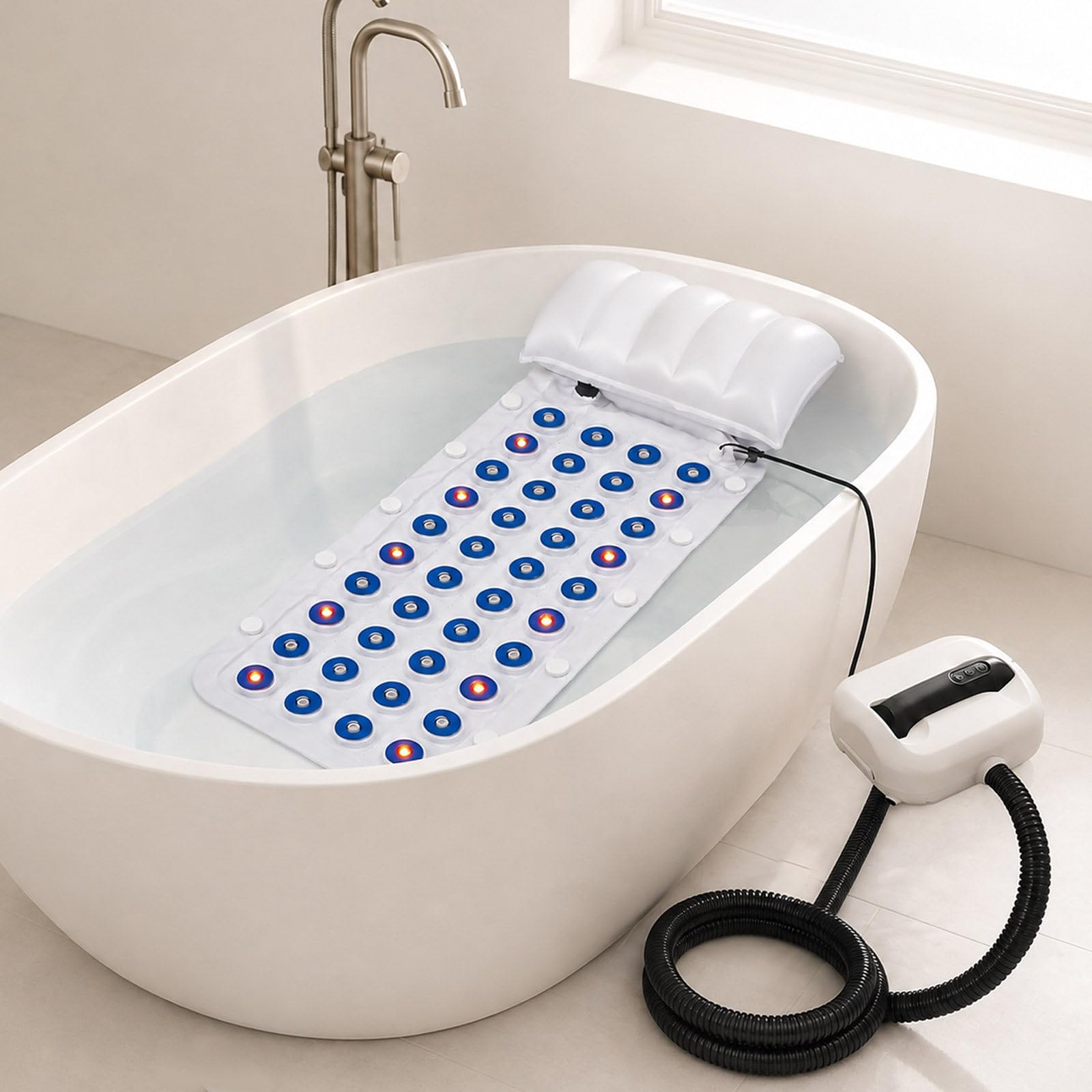 Spa-Badewannenmatte, Sprudelmatte Mit Kissen, LED Und 93 Düsen