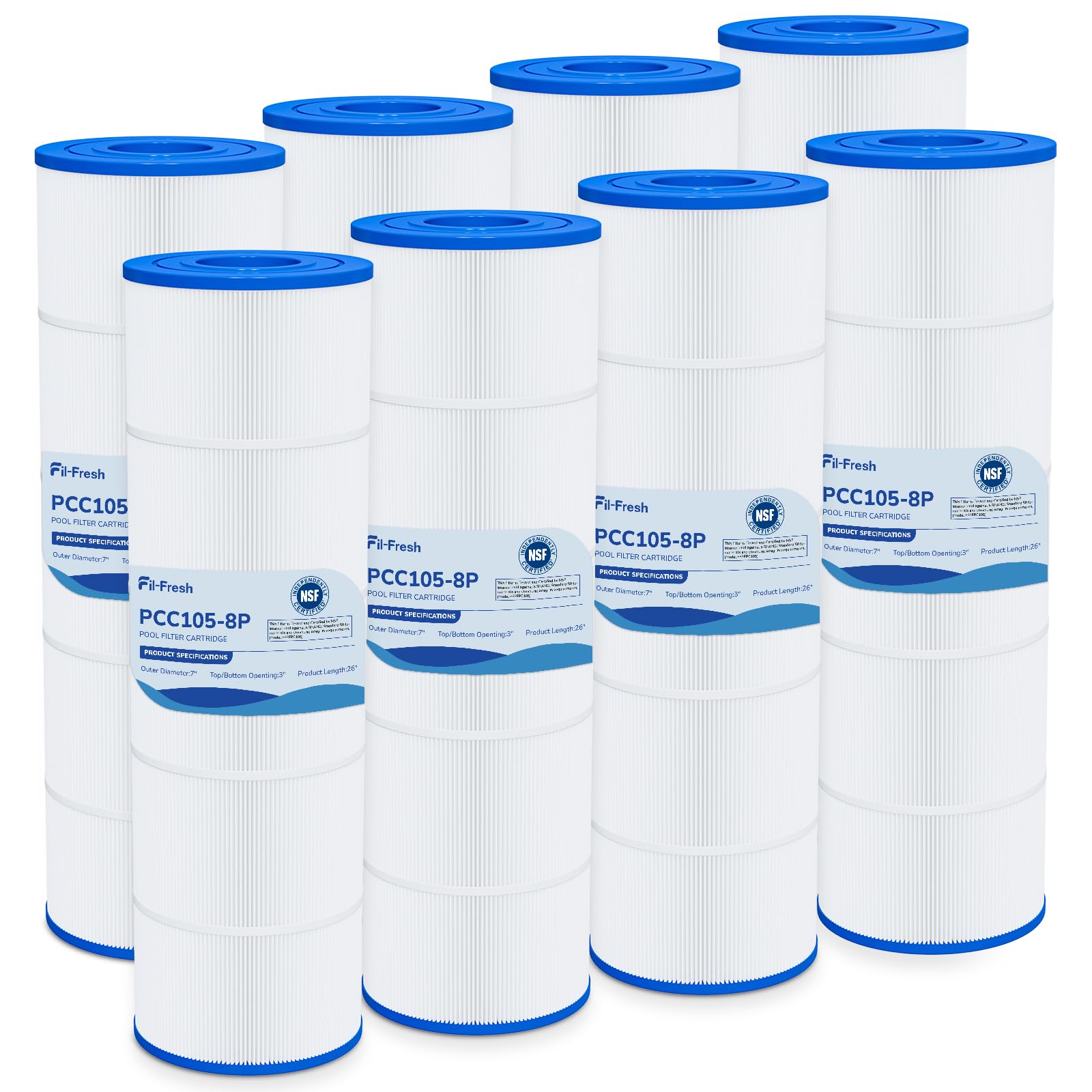Fil-fresh 8 Pack CCP420 Pool Filter Compatible with Pentair R173576, PCC105